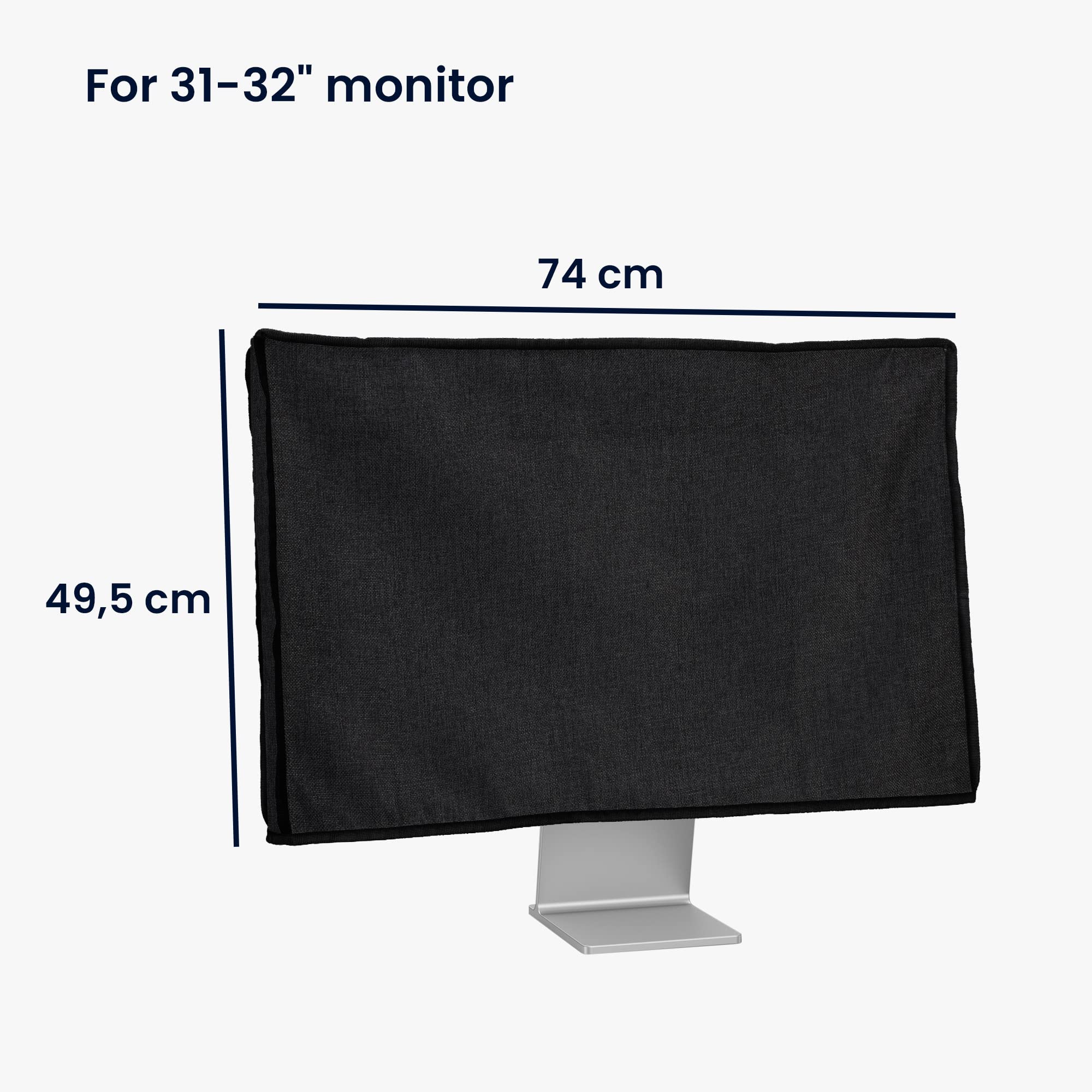Kwmobile Dust Cover For 31 32'' Monitor   Linen Monitor Display Protector   Protect Your Computer Screen   Black