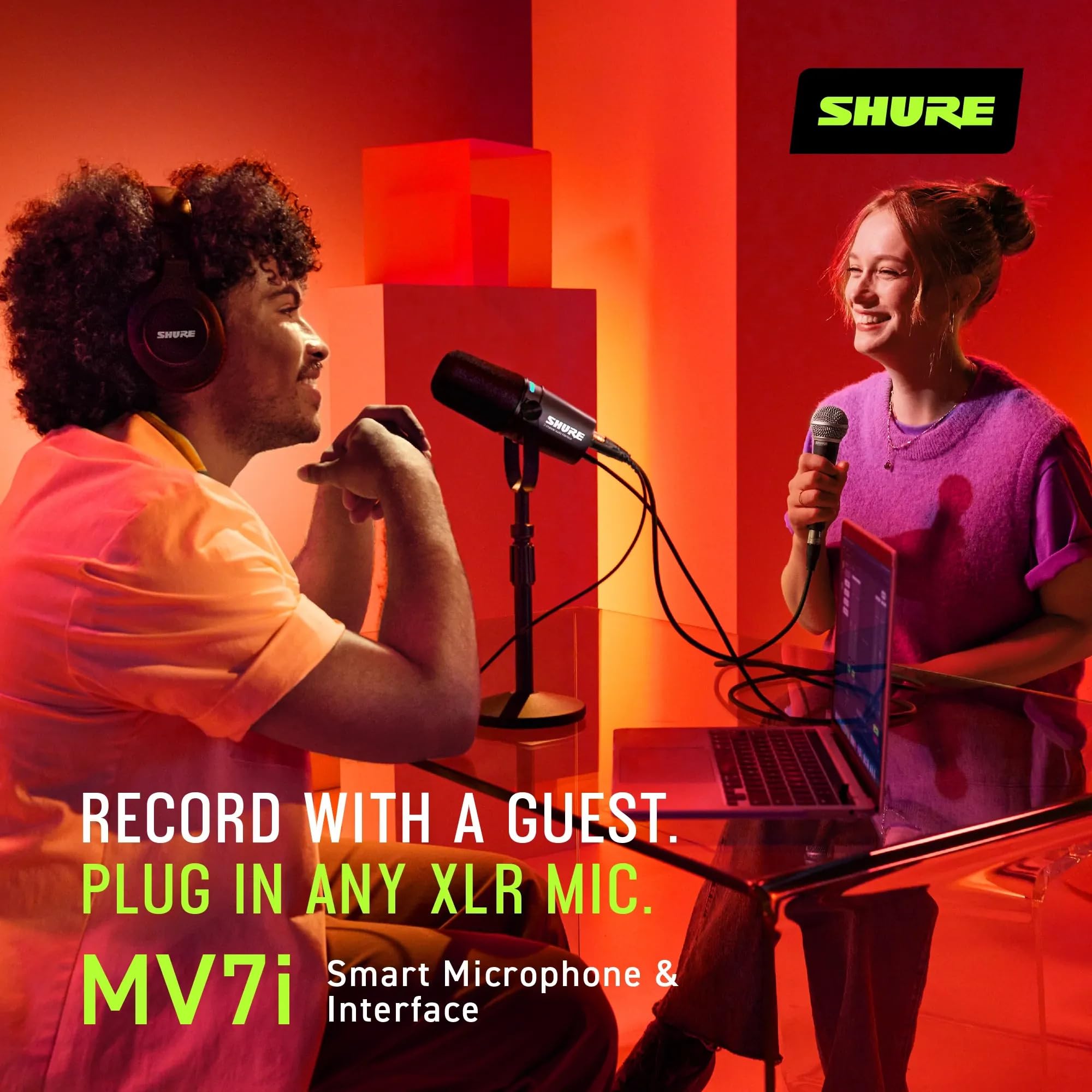 Shure Mv7I Smart Microphone With Built In Audio Interface   Podcast & Musician Mic With 2 Channels, Xlr And 1/4'', Usb C For Mac