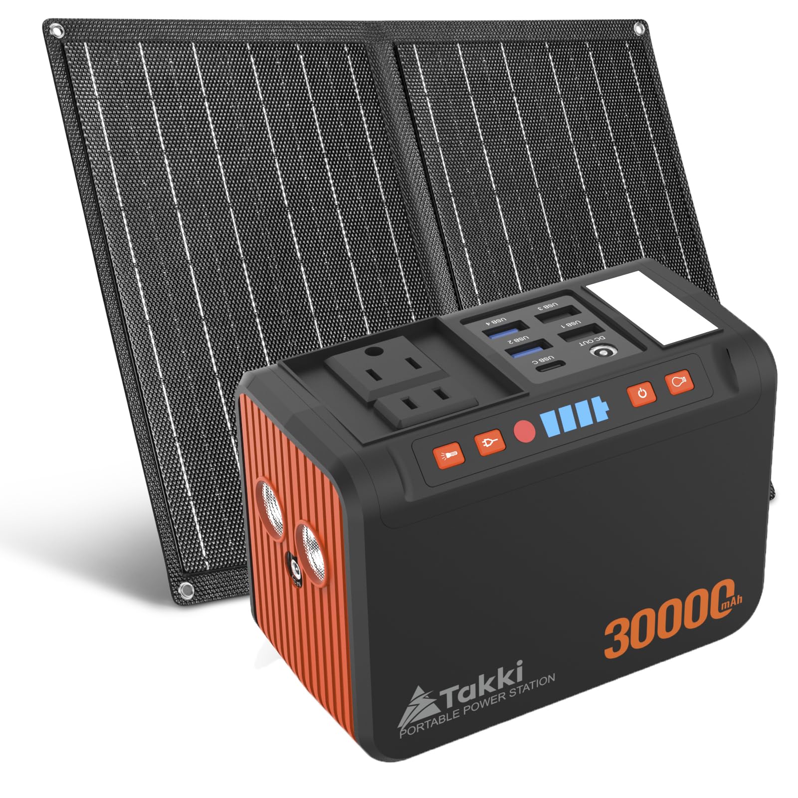 Takki 111Wh Solar Generator Portable Power Station With Solar Panels 21W Included, 120W Peak Camping Solar Charger System Power