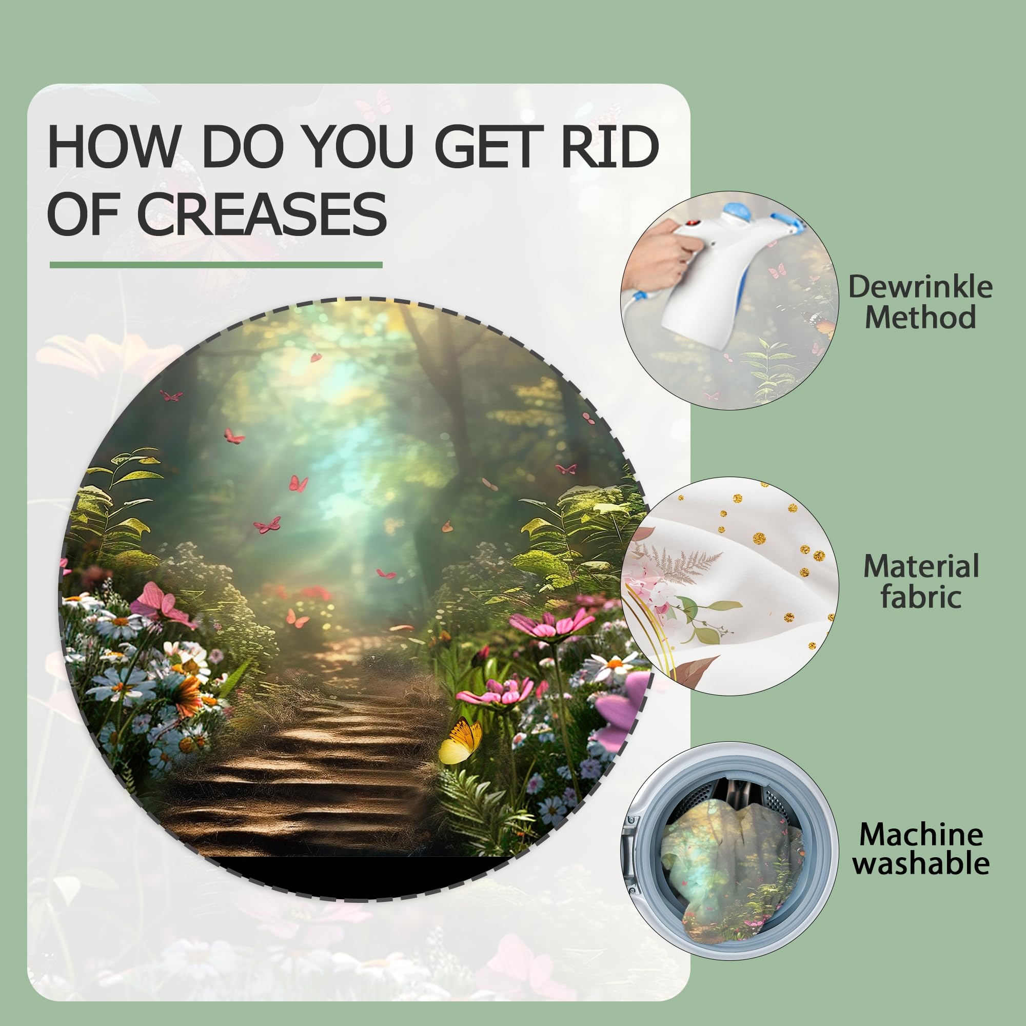 Ufeela Enchanted Fairy Garden Backdrop Woodland Wonderland Spring Daisy Flower Green Butterfly 7Wx5H Feet Fabric Polyester Birth