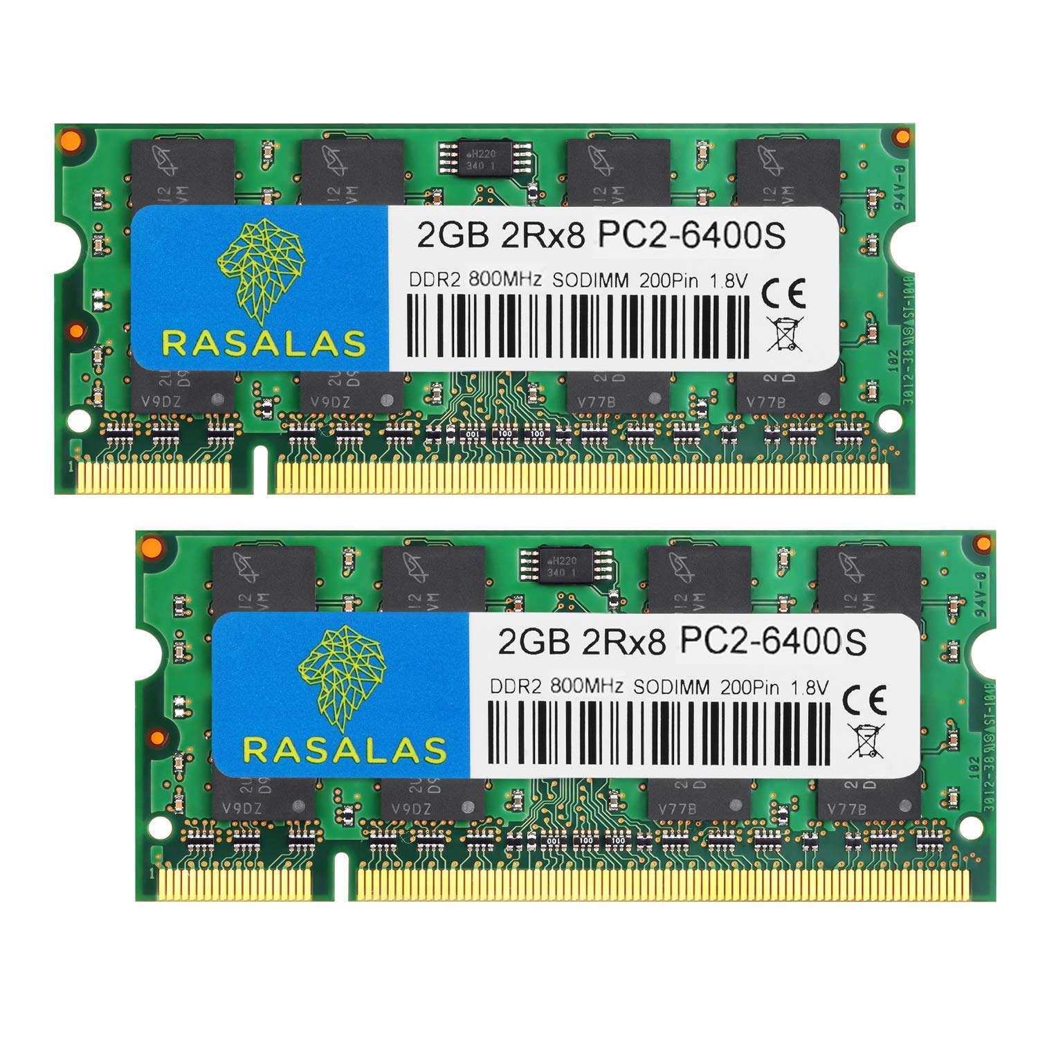 Rasalas Ddr2 Pc2 6400 Ddr2 800 Sodimm Ddr2 4Gb Kit (2X2Gb) Pc2 6400S 2Rx8 1.8V Cl6 Ram Memory Modules For Laptop Computer