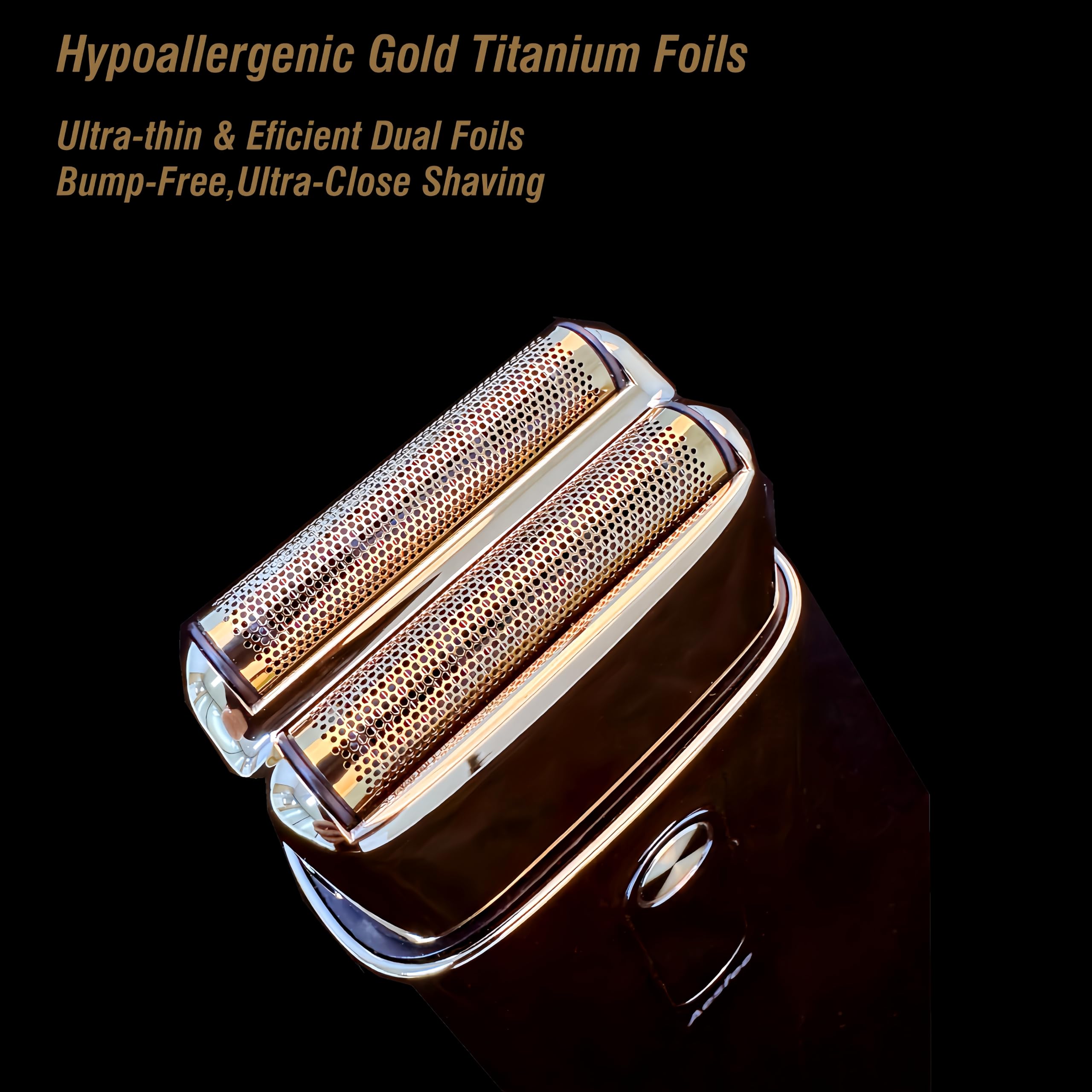 Professional Foil Shaver For Men, Dual Foils Shavers For Barbers Stylists With Gold Titanium Foil Cutters Bump Free, Ultra Close