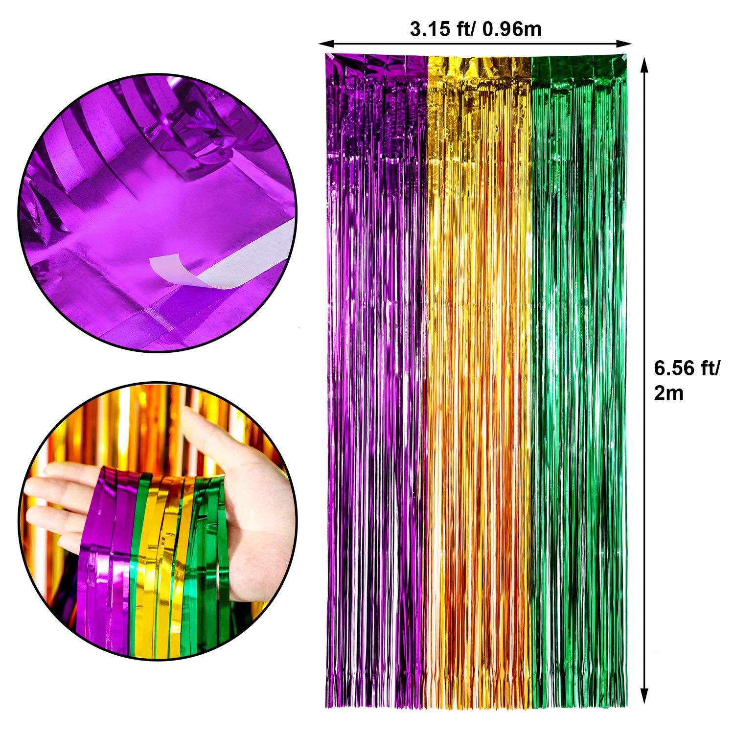Sumind 4 Pack Mardi Gras Foil Curtains Metallic Fringe Curtains Shimmer Curtain For Birthday Wedding Party Mardi Gras Party Deco