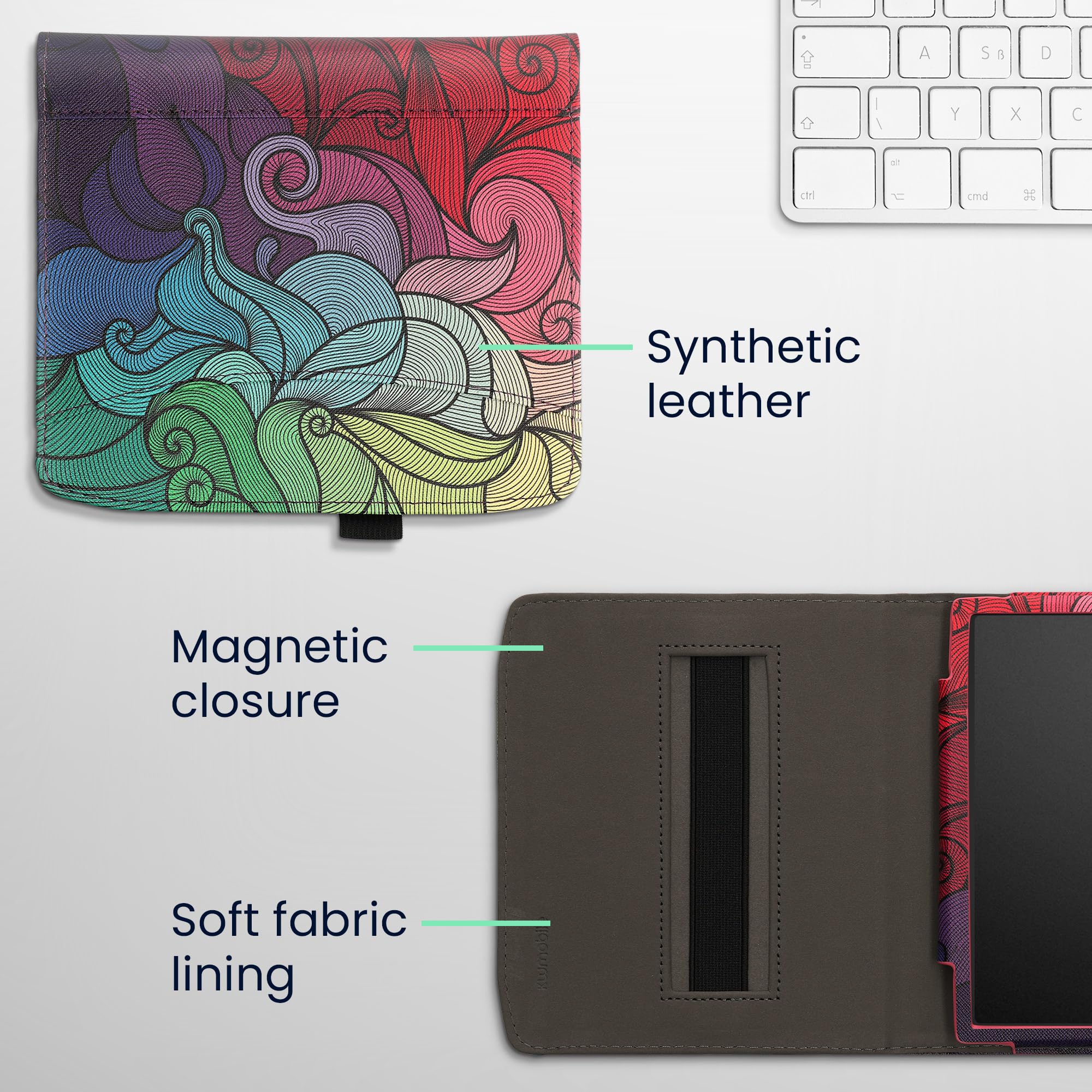 Kwmobile Case Compatible With Pocketbook Era/Era Color   Pu Leather Cover With Magnetic Closure, Strap, Front Pocket   Multicolo