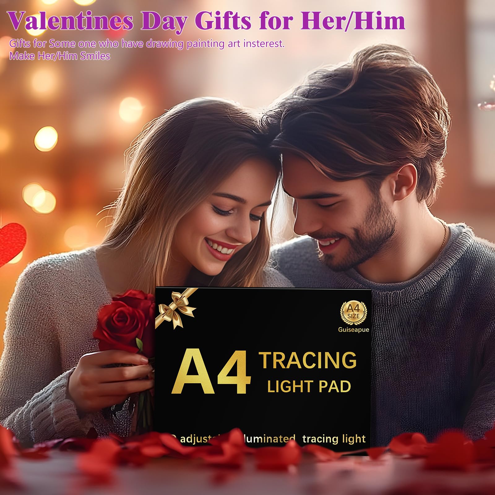 Guiseapue Light Board Valentines Day Gifts For Him Her Kids: Light Up Tracing Pad For Diamond Art Kits For Adults, A4 Light Pad