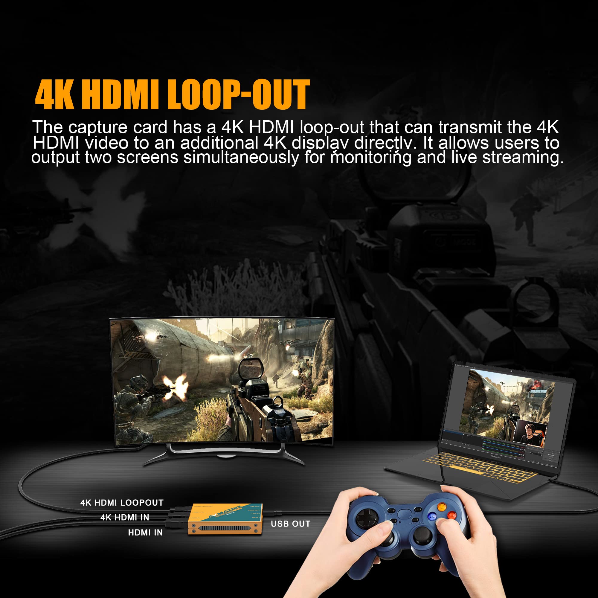 Avmatrix Game Capture Card 4K60 Pass Through 1080P60 Uncompressed Capture For Game Streaming In Obs, Vmix.Ultra  Zero Latency On