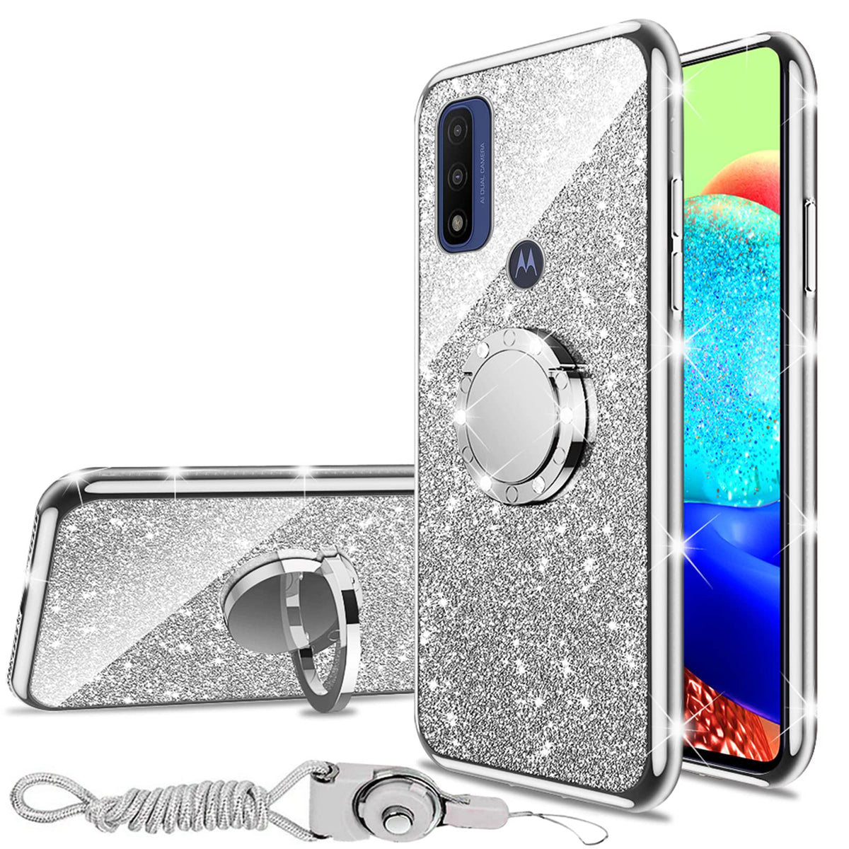 Compatible With Moto G Pure 2021 Case, Moto G Power 2022 Case, Girls Women Glitter Luxury Sparkles Cute Tpu Silicone Slim Phone