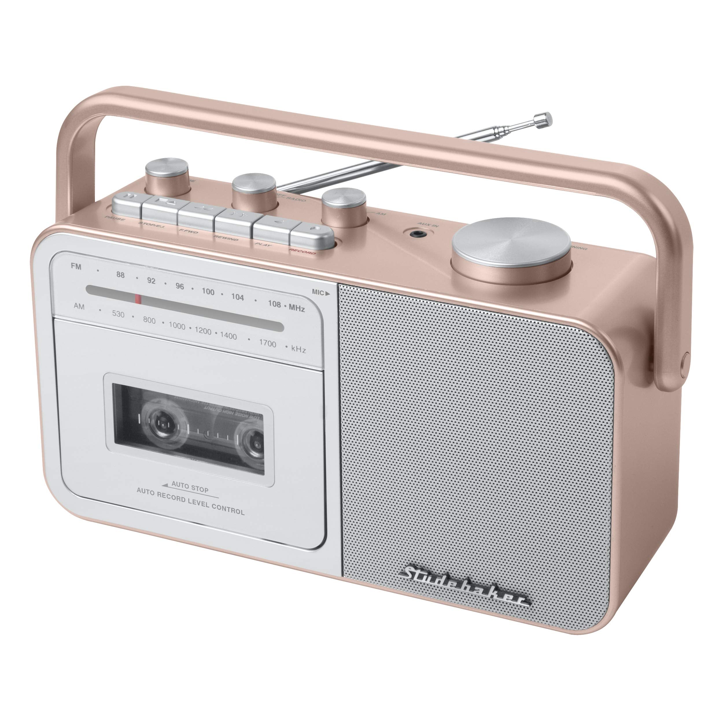 Studebaker Sb2130Rg Portable Cassette Player/Recorder With Am/Fm Radio (Rose Gold/Silver)
