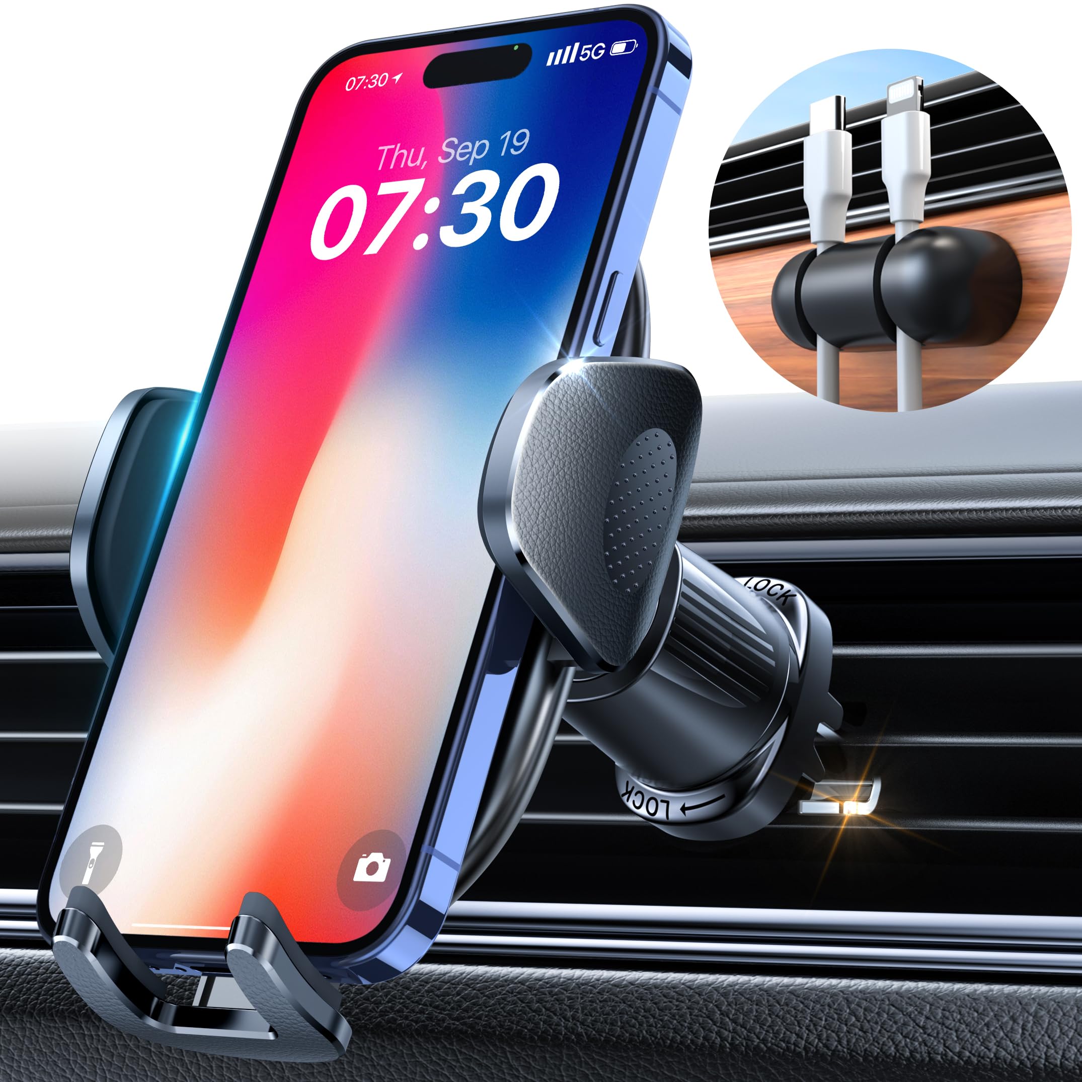 Car Phone Holder [2024 Upgraded Metal Hook Clip], Phone Holders For Your Car [No Fear Of Bumps] Car Vent Phone Mount Widely Compatible With Iphone 15 14 13 Samsung Android And All Smartphones, Black
