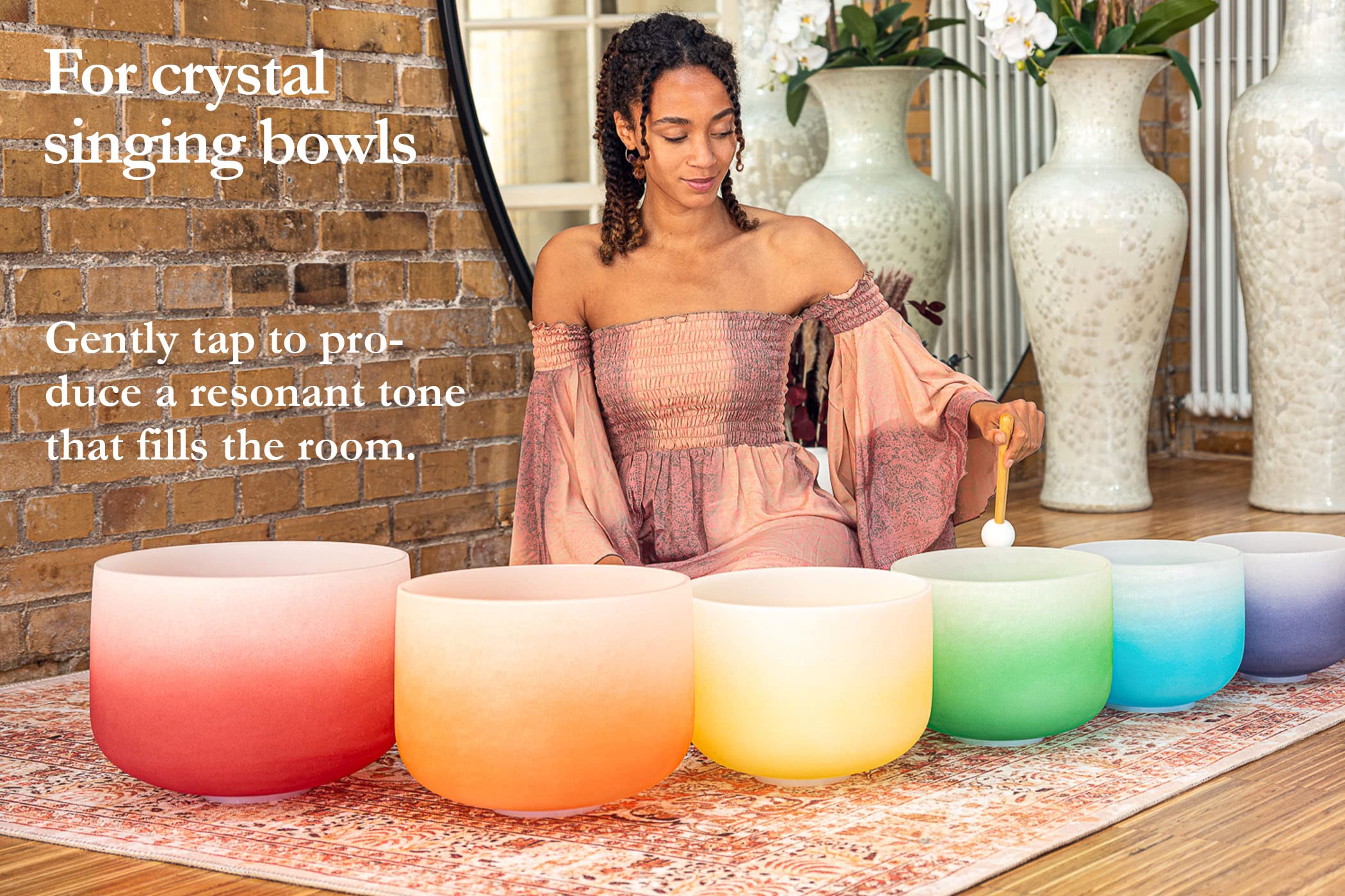 Crystal Singing Bowl Mallet   Rubber Head With Wood Handle   Pure, Clear Tone For Meditation, Asmr, Yoga Or Sound Baths, 2 Year