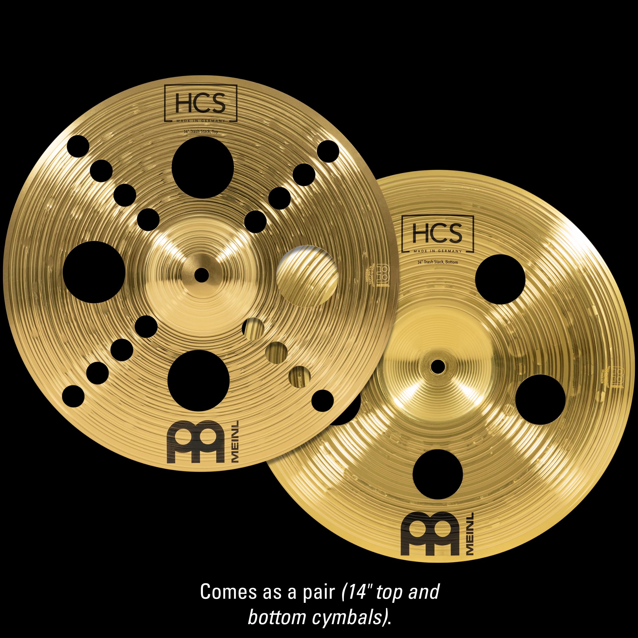 Meinl Cymbals HCS14TRS 14" Trash Stack Cymbal Pair - MS63 Brass Alloy, Traditional Finish, Made in Germany, 2-Year Warranty