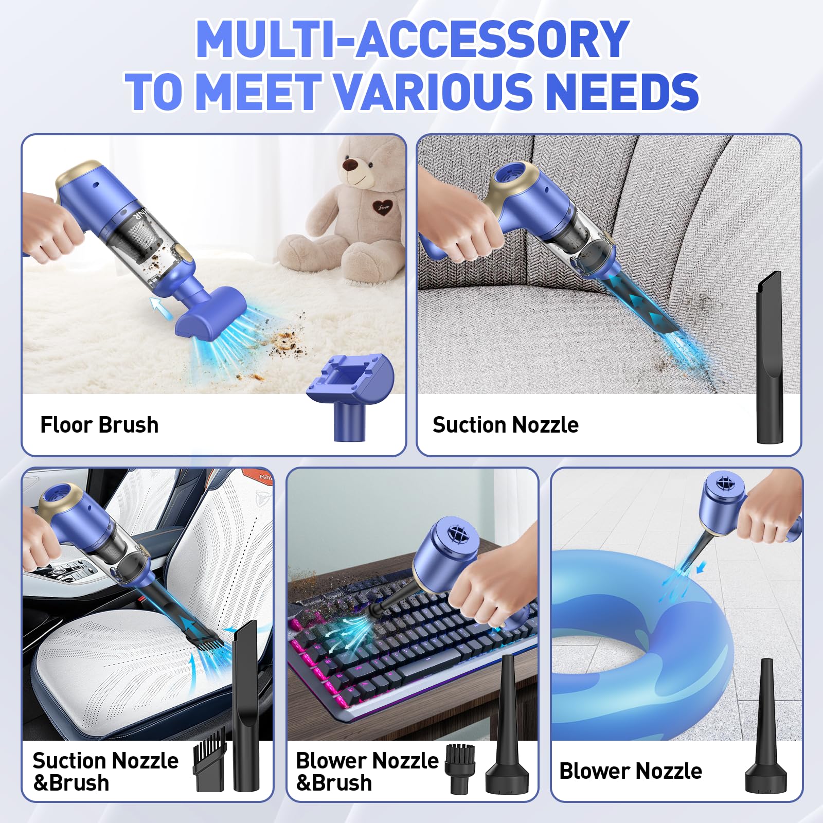 Ahnr Handheld Car Vacuum Cleaner Cordless With Brushless Motor, 20000Pa High Power Vacuum Cleaner & Air Duster, 3 In 1 Keyboard