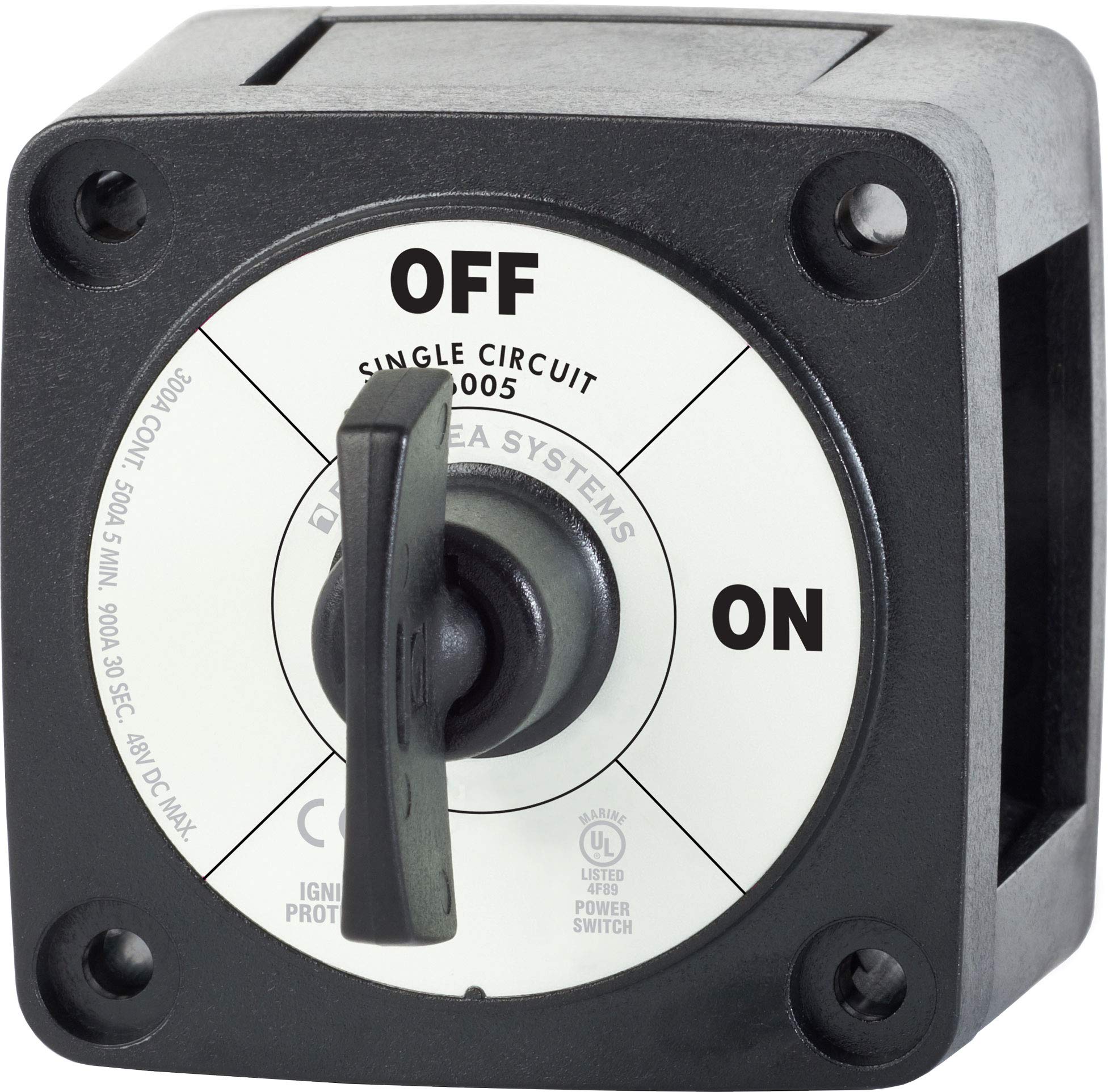 Blue Sea Systems Battery Switch m-Series ON/OFF with Key, Black, 6005200