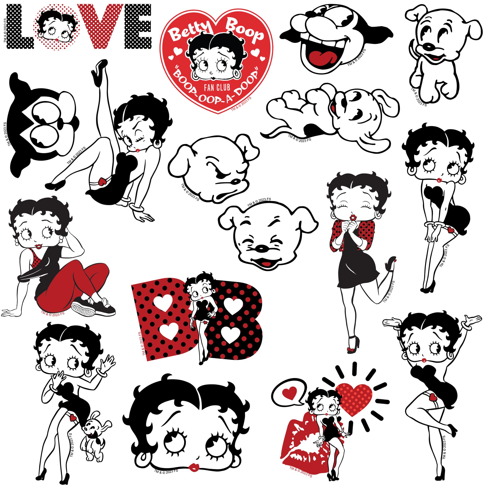 GRAPHICS & MORE Betty Boop 50ct Vinyl Sticker Pack - Large Variety for Laptop, Water Bottle, Scrapbooking, Indoor/Outdoor