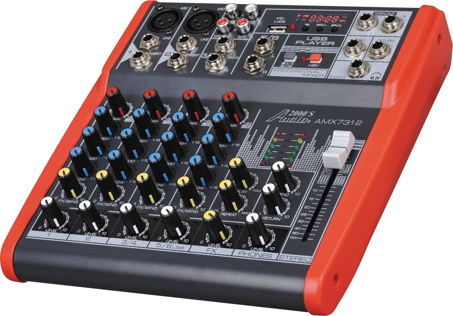 Audio2000S Amx7312 Professional Six-Channel Audio Mixer With Usb And Dsp Processor