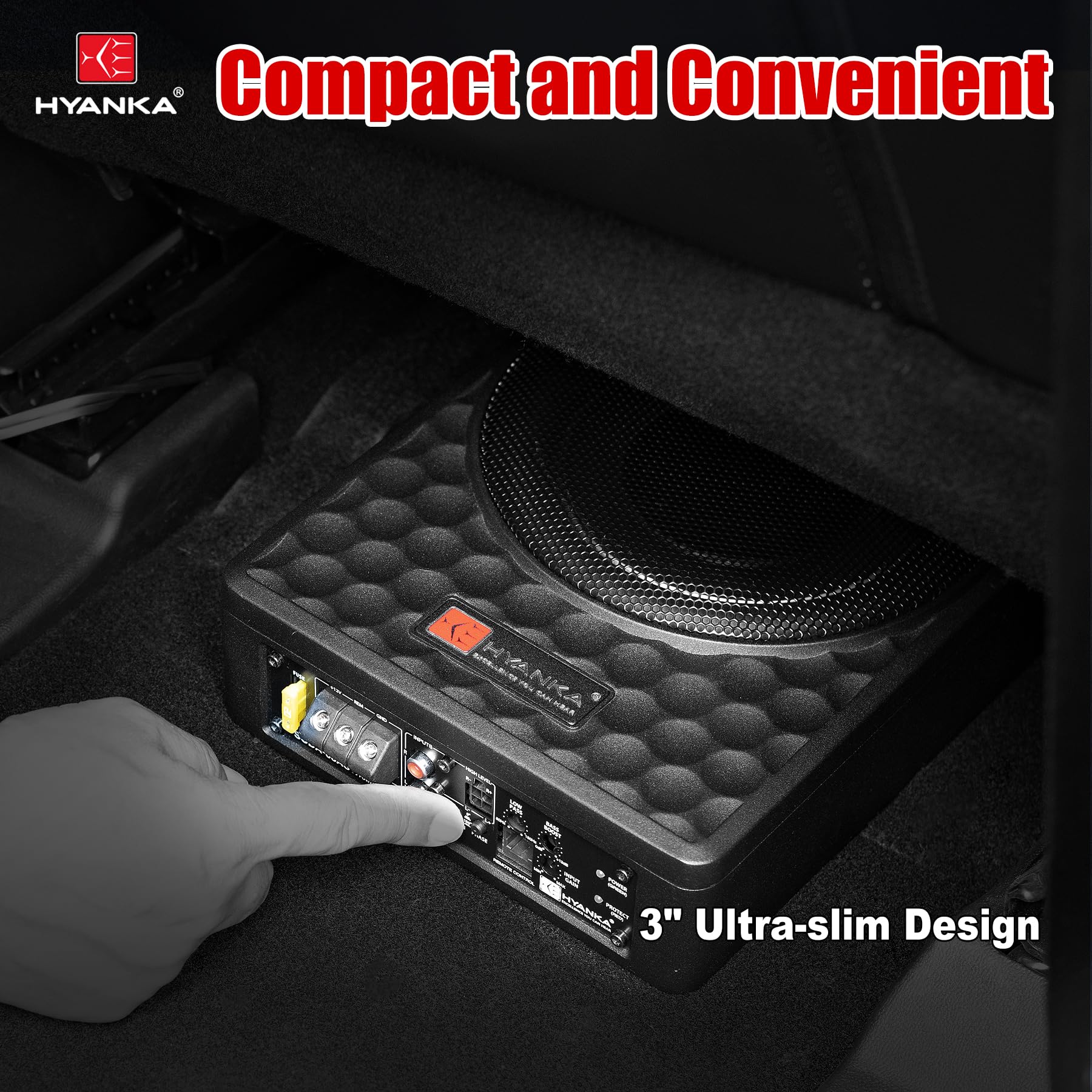 H Yanka Soda 08Asw 400W 8 Inch Compact Underseat Car Subwoofer With Built In Amp, Slim Powered Subwoofer For Car/Truck/Jeep Audi