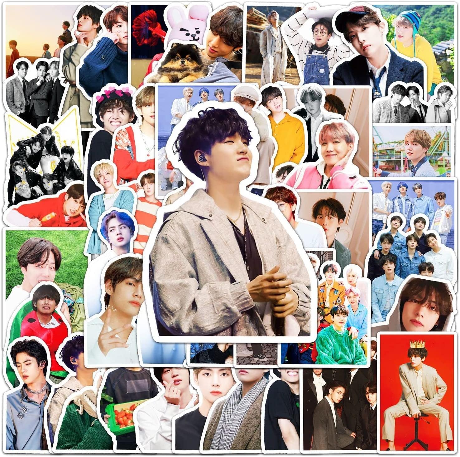 Shivoid Bts Stickers Kpop Real Pic Waterproof Vinyl Stickers Pack Of 50Suitable For Laptop Travel Case Notebook Phone Car Scrap