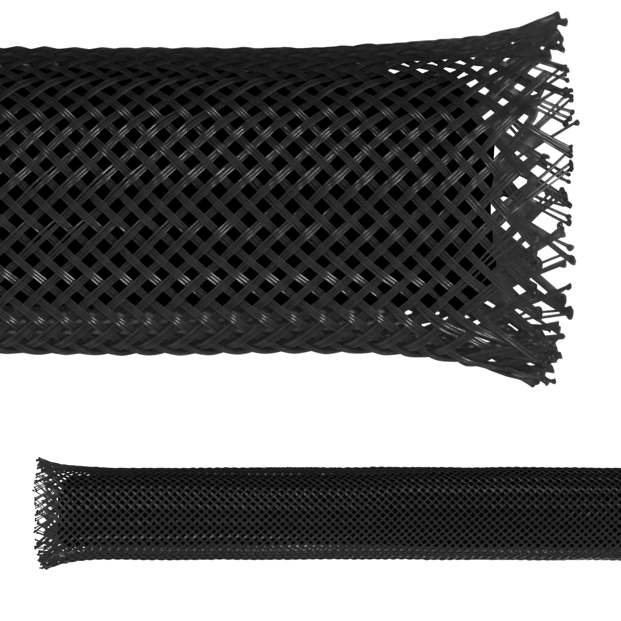 Electriduct 2.5'' Pet Expandable Braid Sleeving Flexible Wire Mesh Sleeve   200 Feet   Black