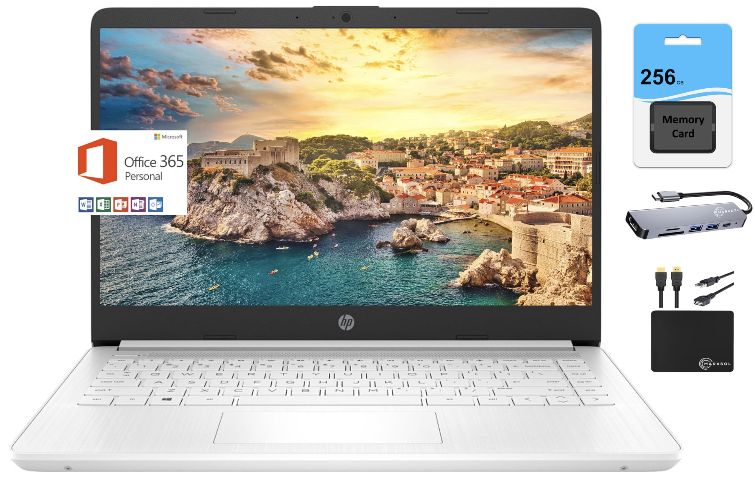 Hp Newest 14'' Hd Light Thin Laptop Student Business, Quad Core Intel N4120, 16Gb Ram, 320Gb (64Gb Emmc+ 256Gb Sd), Webcam, Wi F