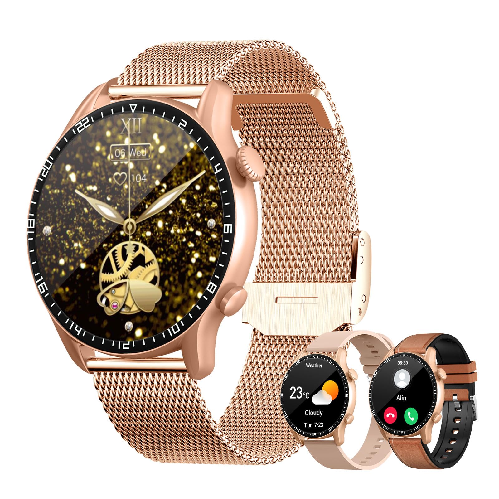 Fekido Stylish Smart Watch For Women(Answer/Dial), 1.43-Inch Amoled Waterproof Hd Screen Round Smart Wrist Band, 14 Days Battery