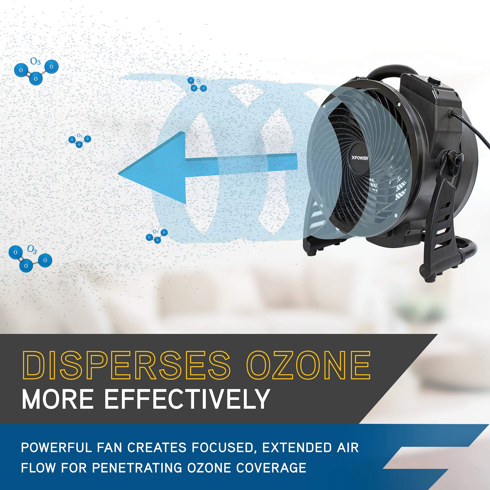 Xpower M 25 Air Neutralizing Fan, Axial Air Mover W/Ozone Generator, O3 Machine, Commercial, High Capacity, Large Areas, Sanitiz