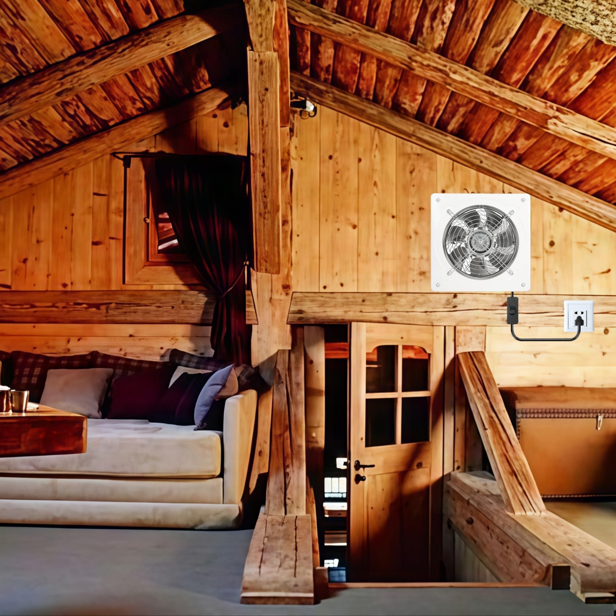 Aydomer 8 Inch Exhaust Fan Metal Ventilation Fan With Switch Window And Wall Mounted Extractor Warehouse Fan With Check Valve Fo