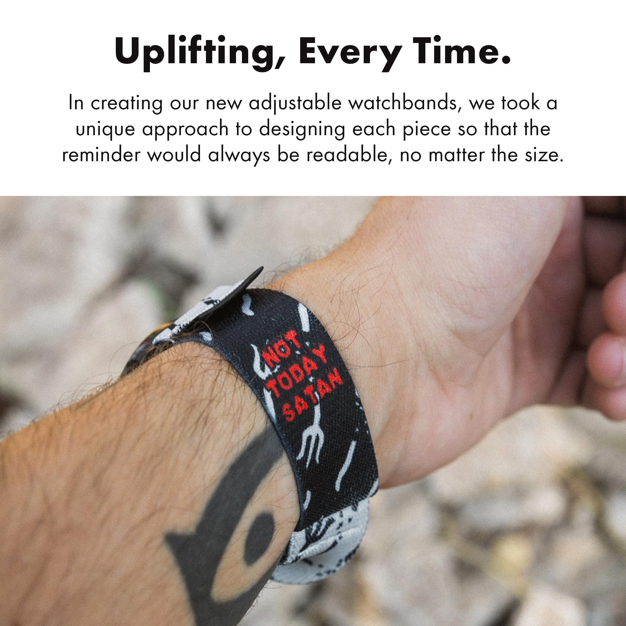 Zox Android Smart Watch Band - Not Today, Satan | Soft, Adjustable Elastic Band With Motivational Affirmations And Beautiful Art