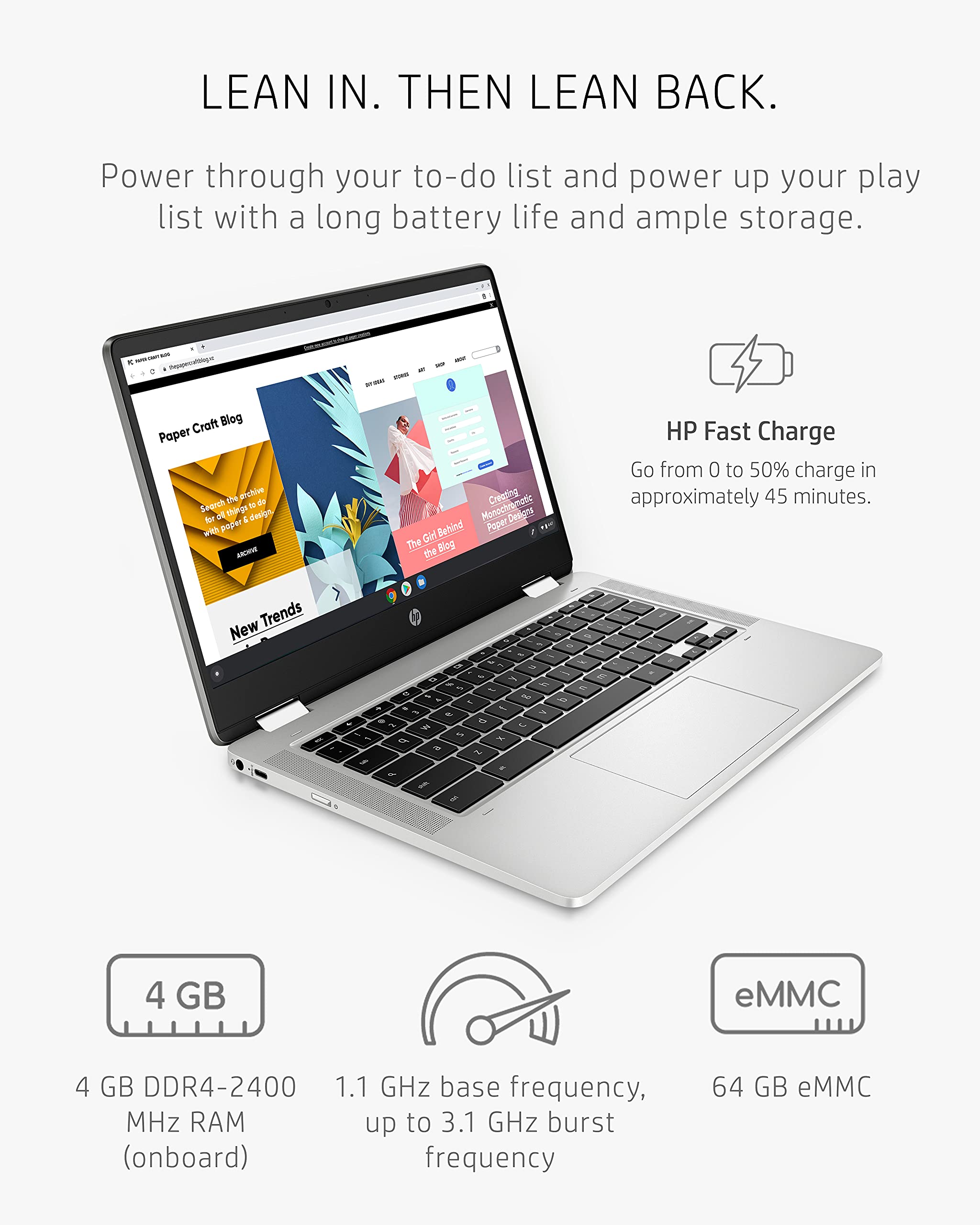 Hp Chromebook X360 14A 2 In 1 Laptop, Intel Pentium Silver N5030, 4 Gb Ram, 64 Gb Emmc, 14    Hd Micro Edge Touchscreen, Chrome