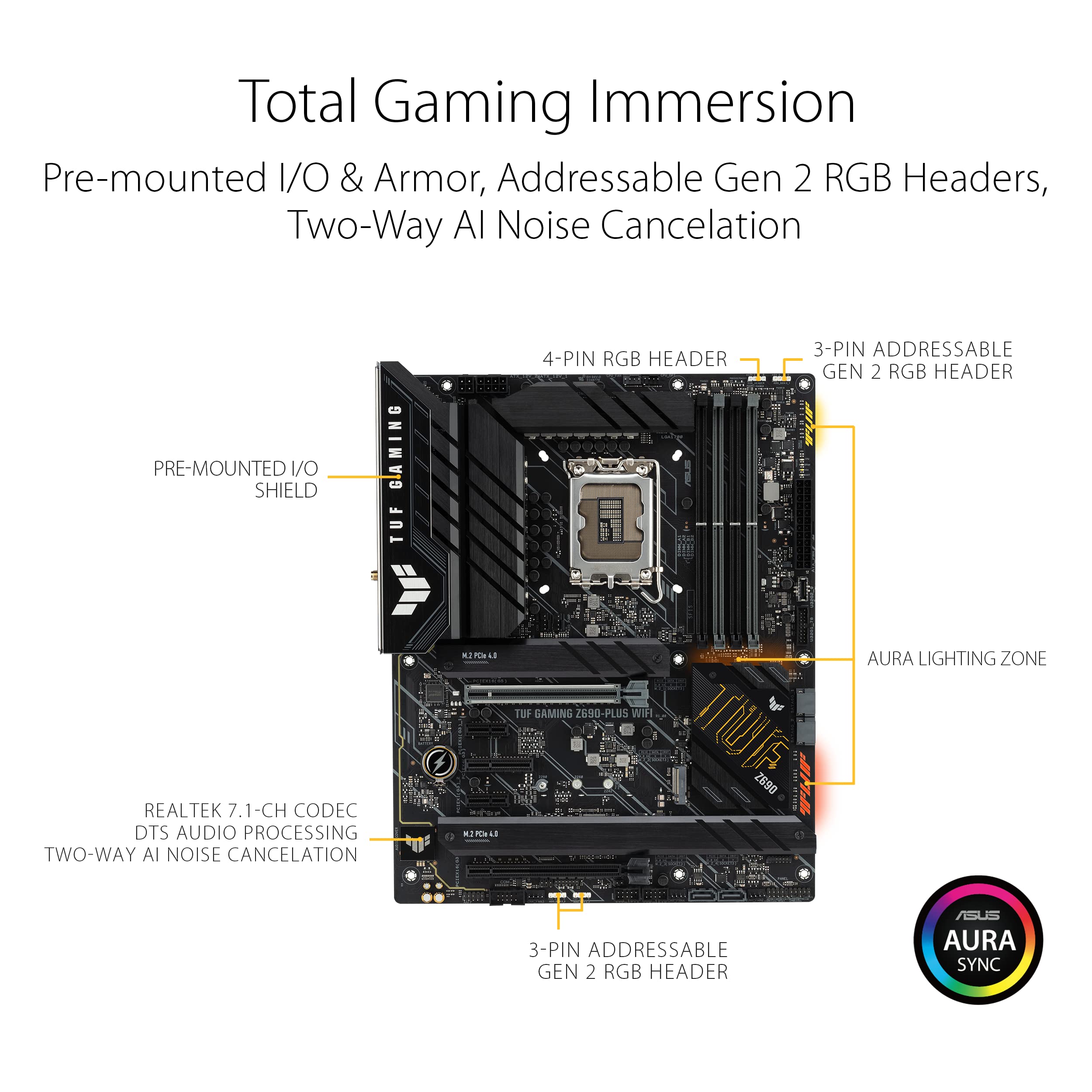 Asus Tuf Gaming Z690 Plus Wifi Lga 1700(Intel12Th Gen) Atx Gaming Motherboard(Pcie 5.0,Ddr5,4Xnvme Ssd,14+2 Power Stages,Wifi 6,