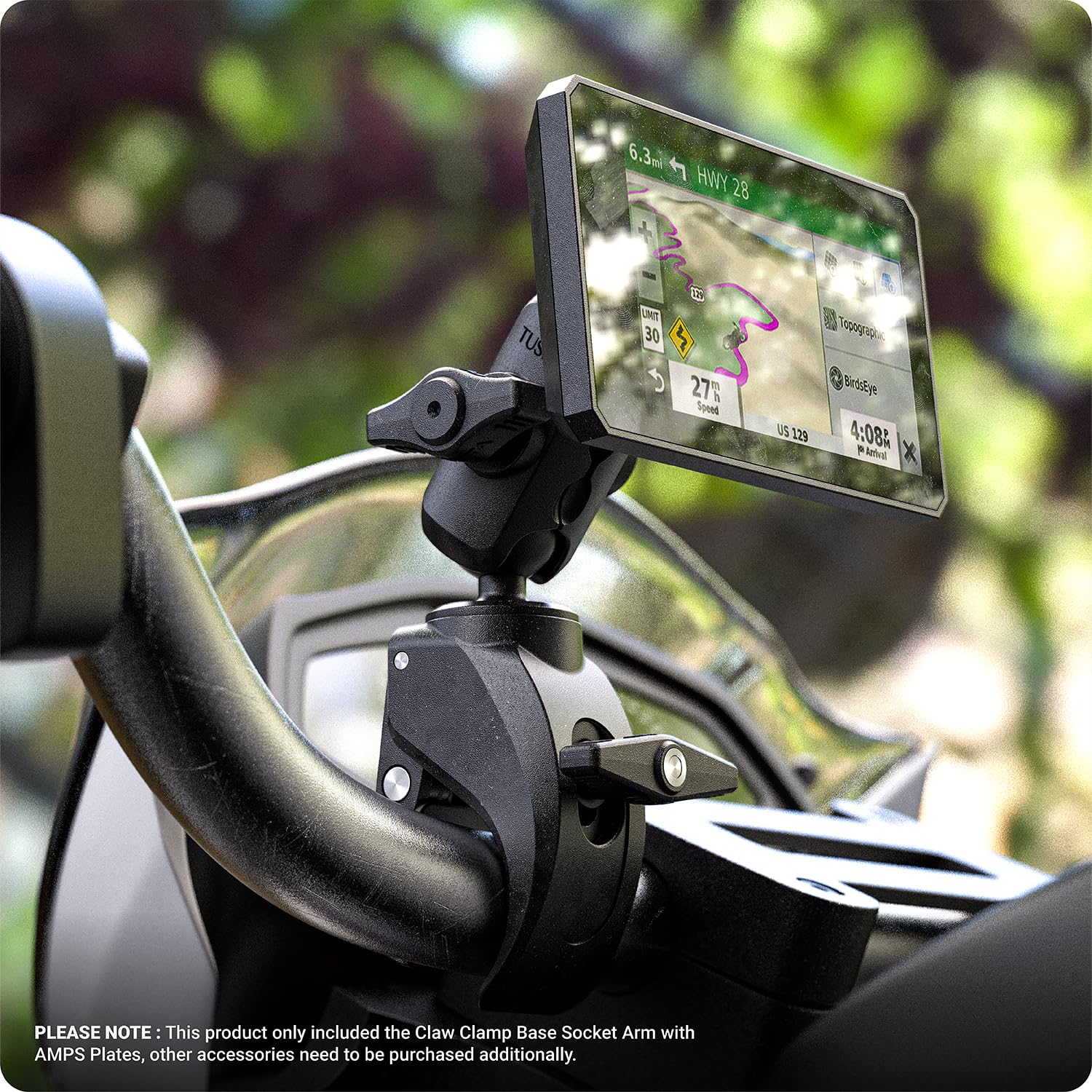Tusita Motorcycle Atv/Utv Mount Compatible With Garmin Montana, Zumo Xt   Claw Clamp Base