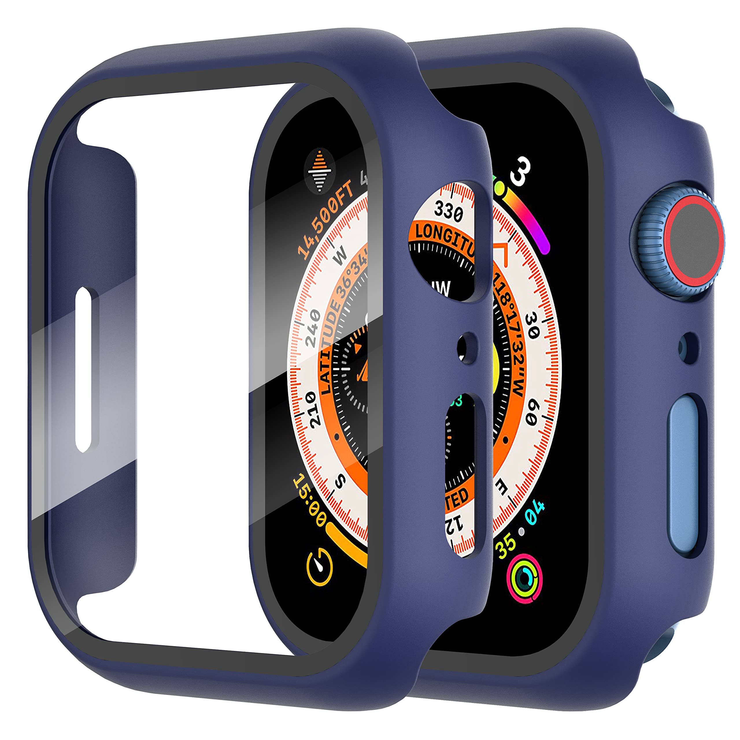 Diruite 2 Pack For Apple Watch Series 9/8/7/6/5/4/Series Se/Se 2 45Mm All Around Screen Protector Case, Tempered Glass Screen Pr