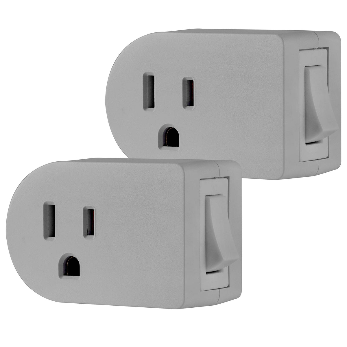 Ultrapro Grounded Power Switch, 2 Pack, Outlet Extender, 3 Prong, For Indoor Lights And Small Appliances, Energy Efficient Adapt