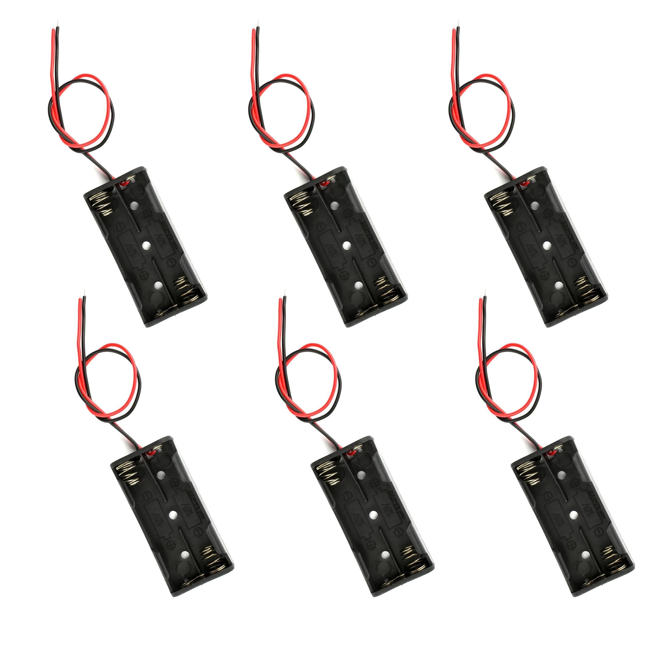 2 X 1.5V Aaa Battery Holder Case Box With Red And Black Wire Leads (2Aaa 12 Pcs)