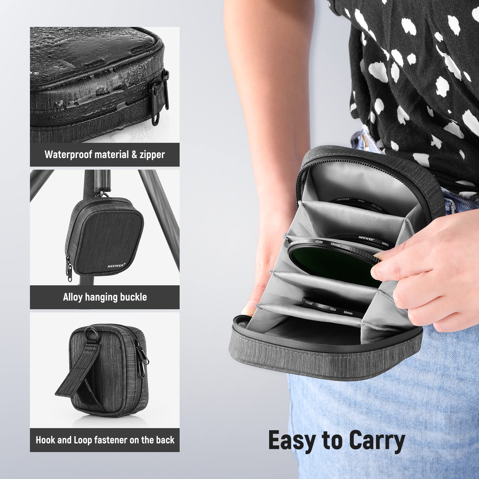 Neewer 58Mm Fixed Nd Filter Kit Nd1000 Nd64 Nd8 Nd4 Neutral Density Filter Set Double Sided 30 Layer Nano Coatings/Hd Optical Gl