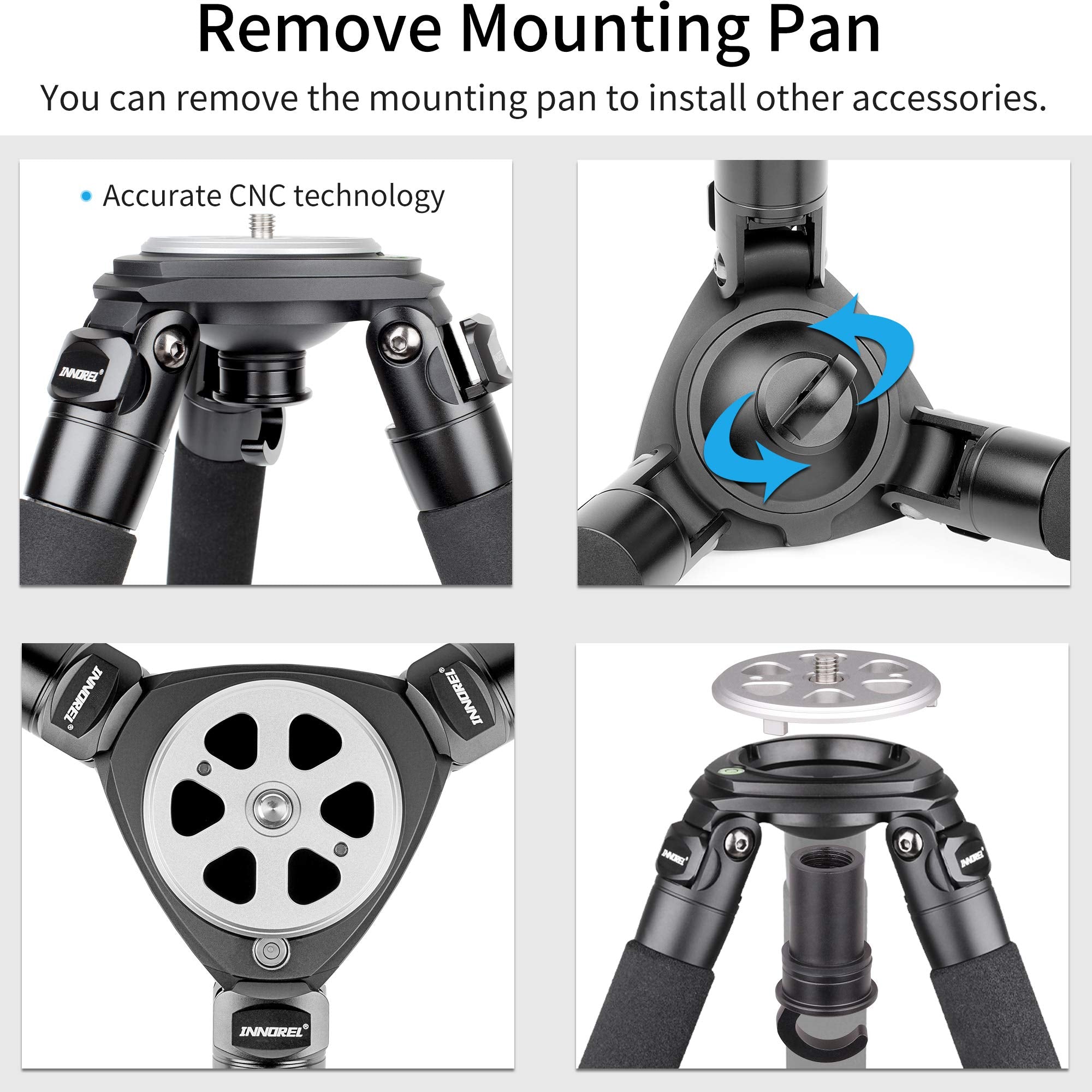 Portable Carbon Fiber Tripod Innorel Lt324C Professional Heavy Duty Tripod Stand With 75Mm Adapter For Camera,Bird Photography,Dslr,Max Load 66Pounds/30Kg,Max Height 57Inches/146Cm Black