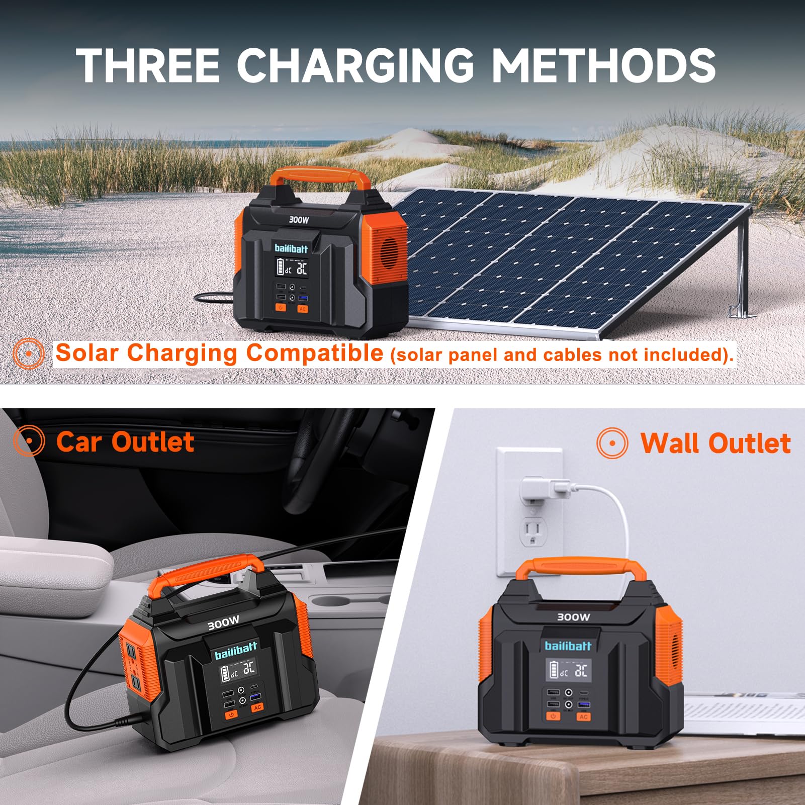 Portable Power Station 300W 257Wh Lithium Battery Bailibatt Small Portable Generator For Home Use Camping Travel Emergency Hunti