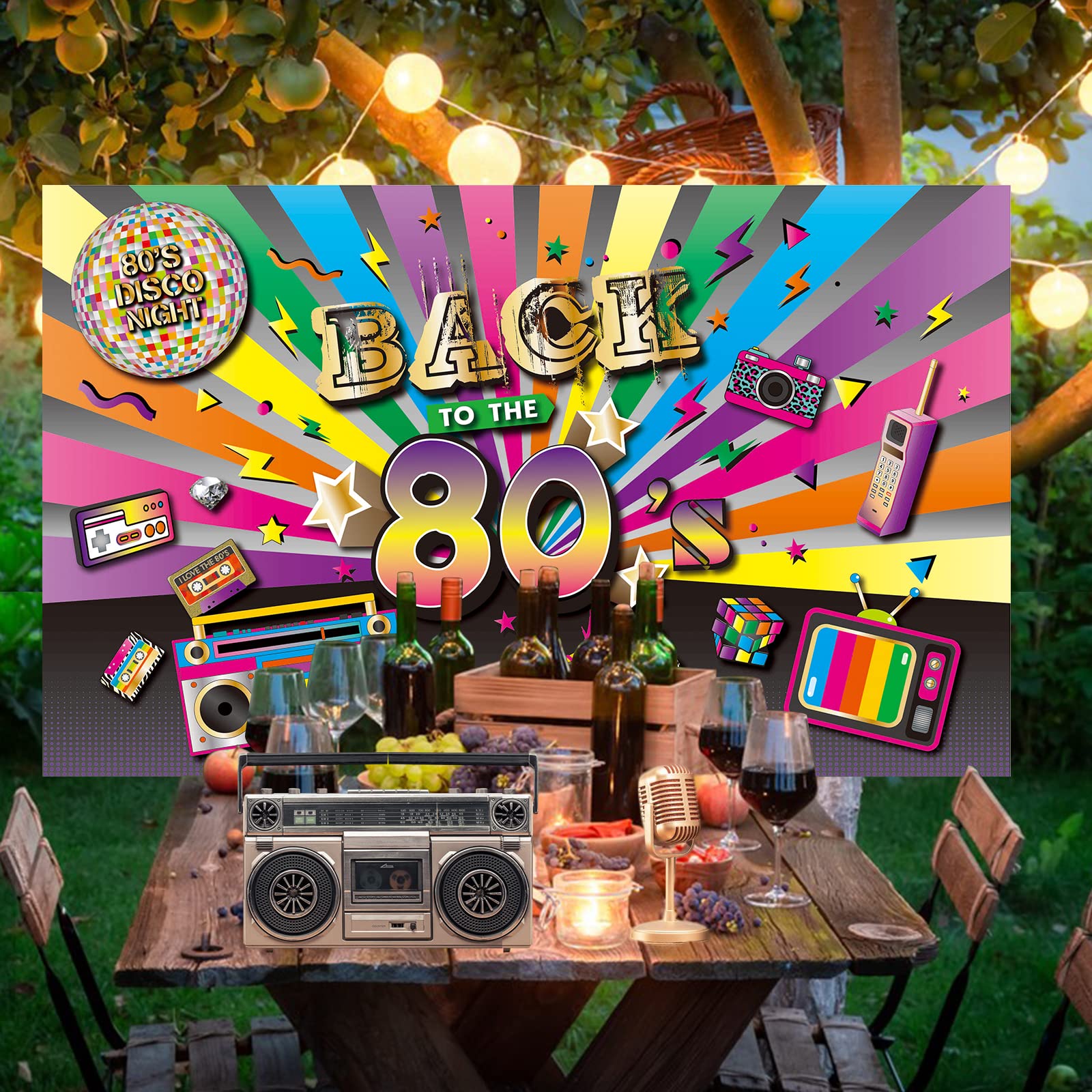 Brt Bearingshui 80'S Party Decorations Supplies, Back To The 80'S Banner 80'S Backdrop Photography Background Decoration, 80S Th