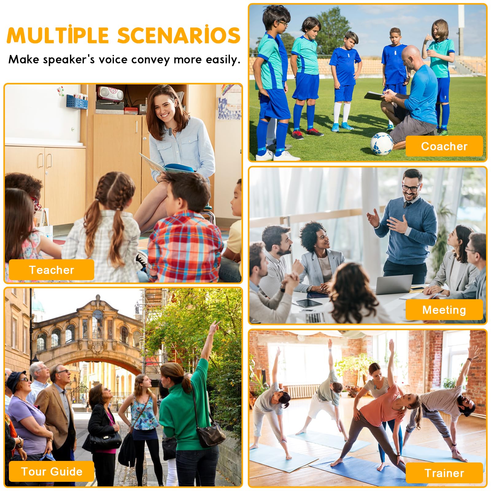 Voice Amplifier Wireless Microphones, Bluetooth Megaphone Speaker Personal Pa System Portable Voice Amplifier With 2Pcs Magnetic