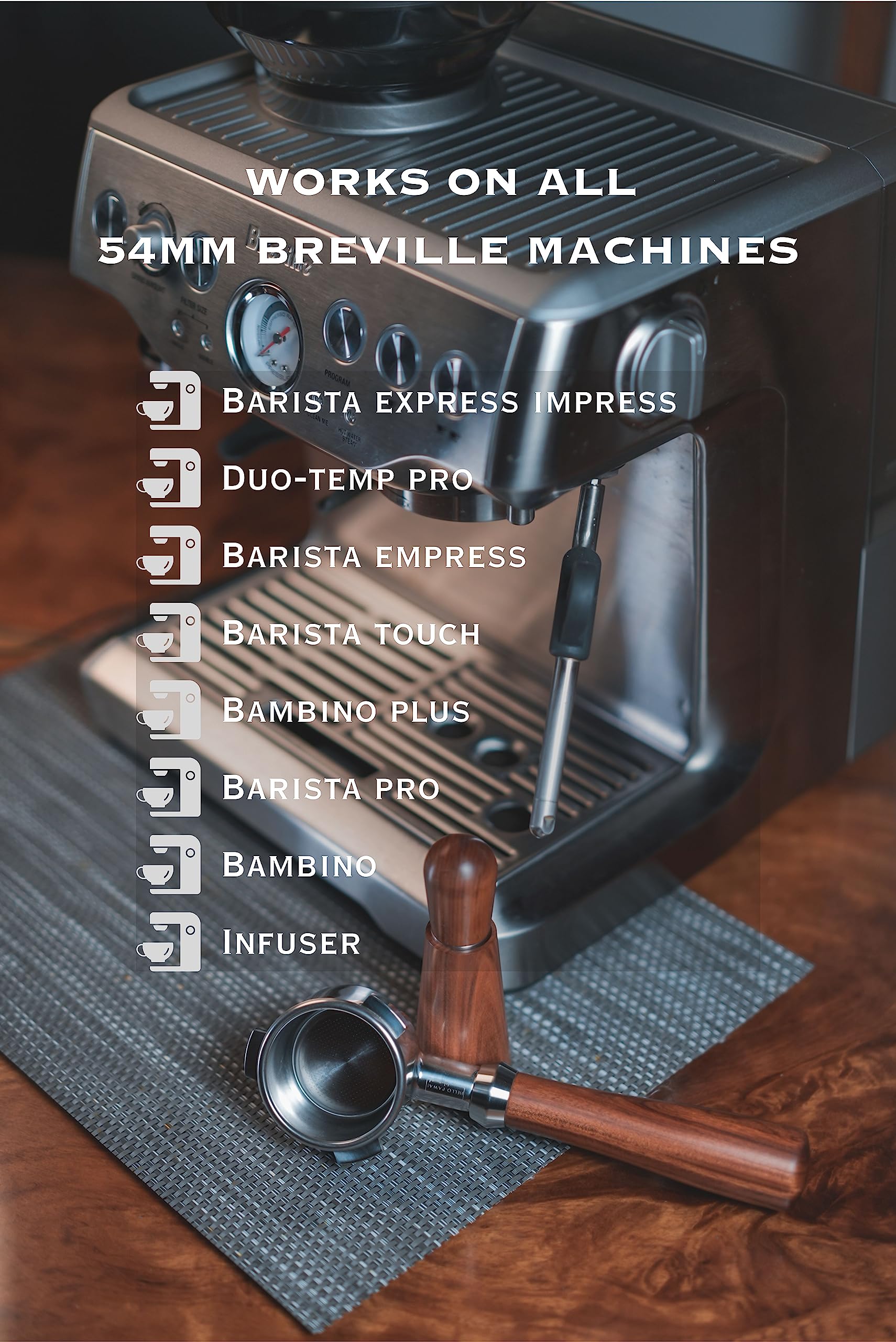 Pawa Bottomless Portafilter 54Mm Paired With Wdt Tool   Includes Filter Basket | Compatible With Breville Barista Express And 54