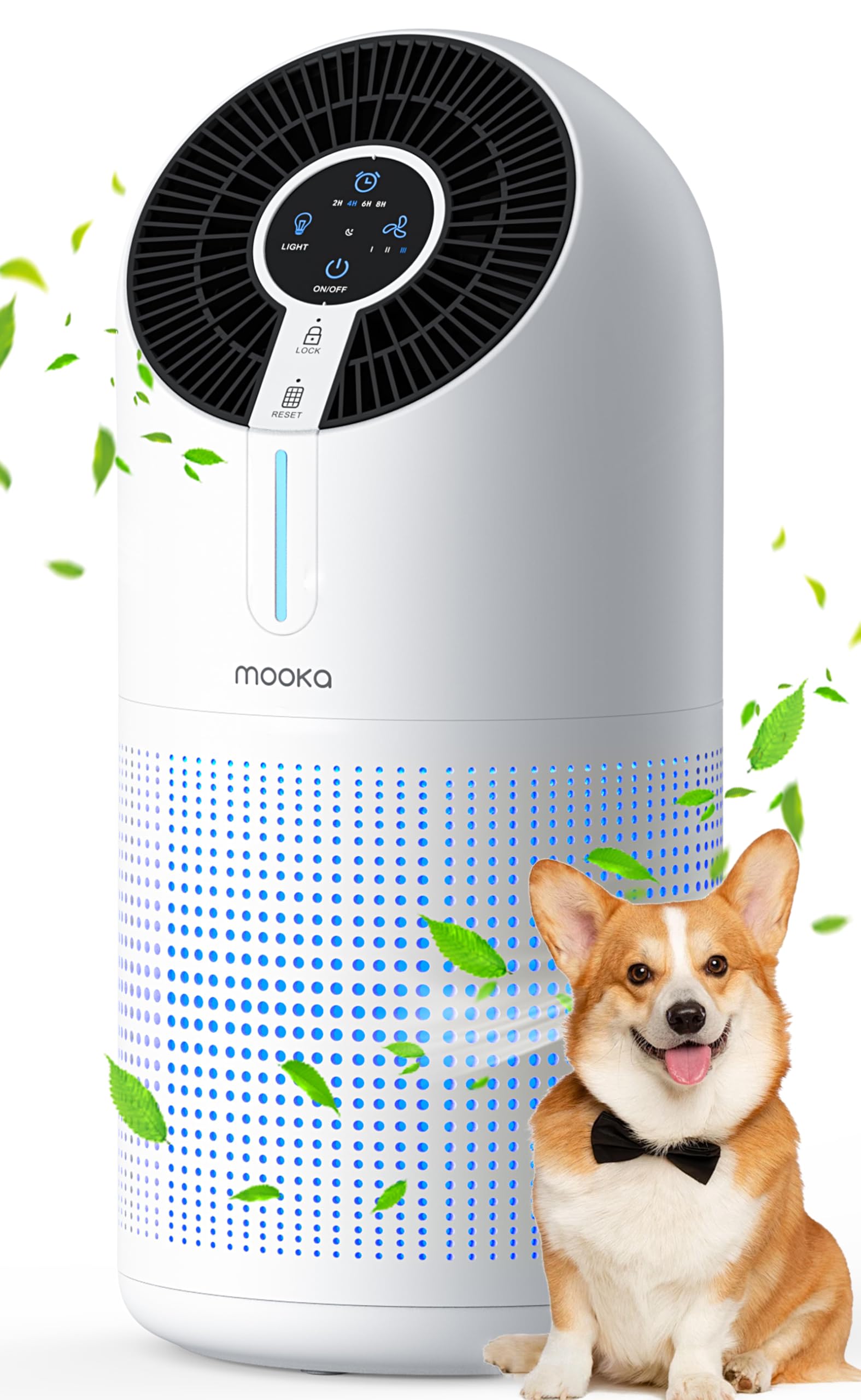 Mooka Air Purifiers For Home Large Room Up To 1095Ft, H13 Hepa Filter Air Cleaner For Pets Bedroom Remove Smoke Dust Pollens Dan