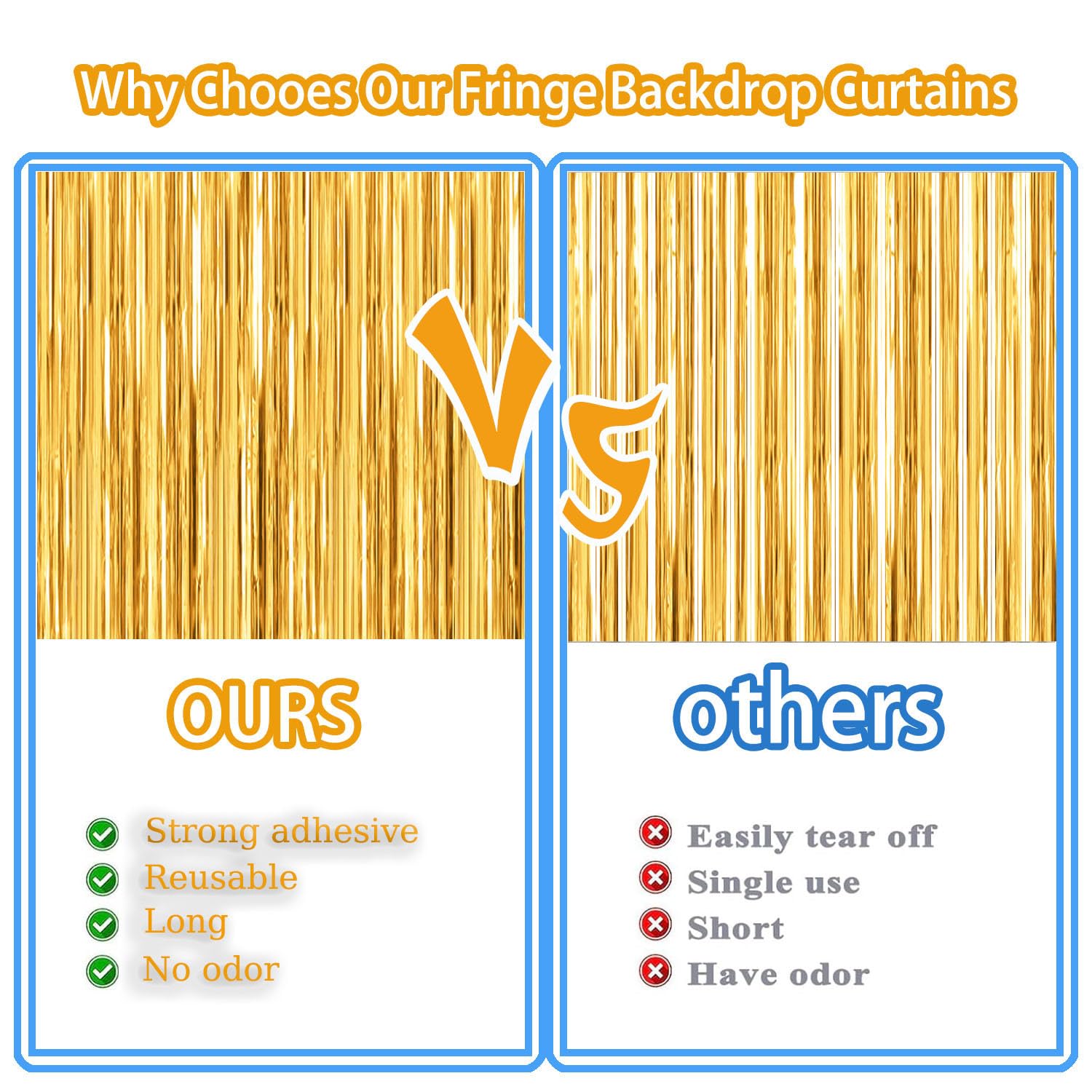 20 Pack Gold Metallic Tinsel Foil Fringe Curtains Party Photo Backdrop Party Streamers For Birthday,Graduation,New Year Eve Deco