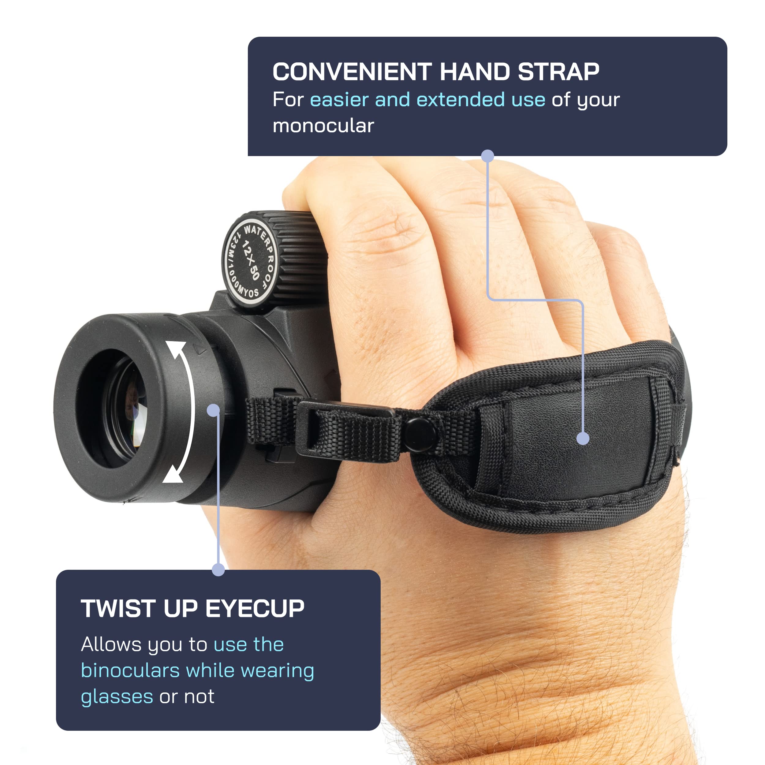 Omano Smithsonian 12X50 Monocular Telescope With Smartphone Adaptor   Monoculars For Adults   High Powered Telescope   Ideal Mon