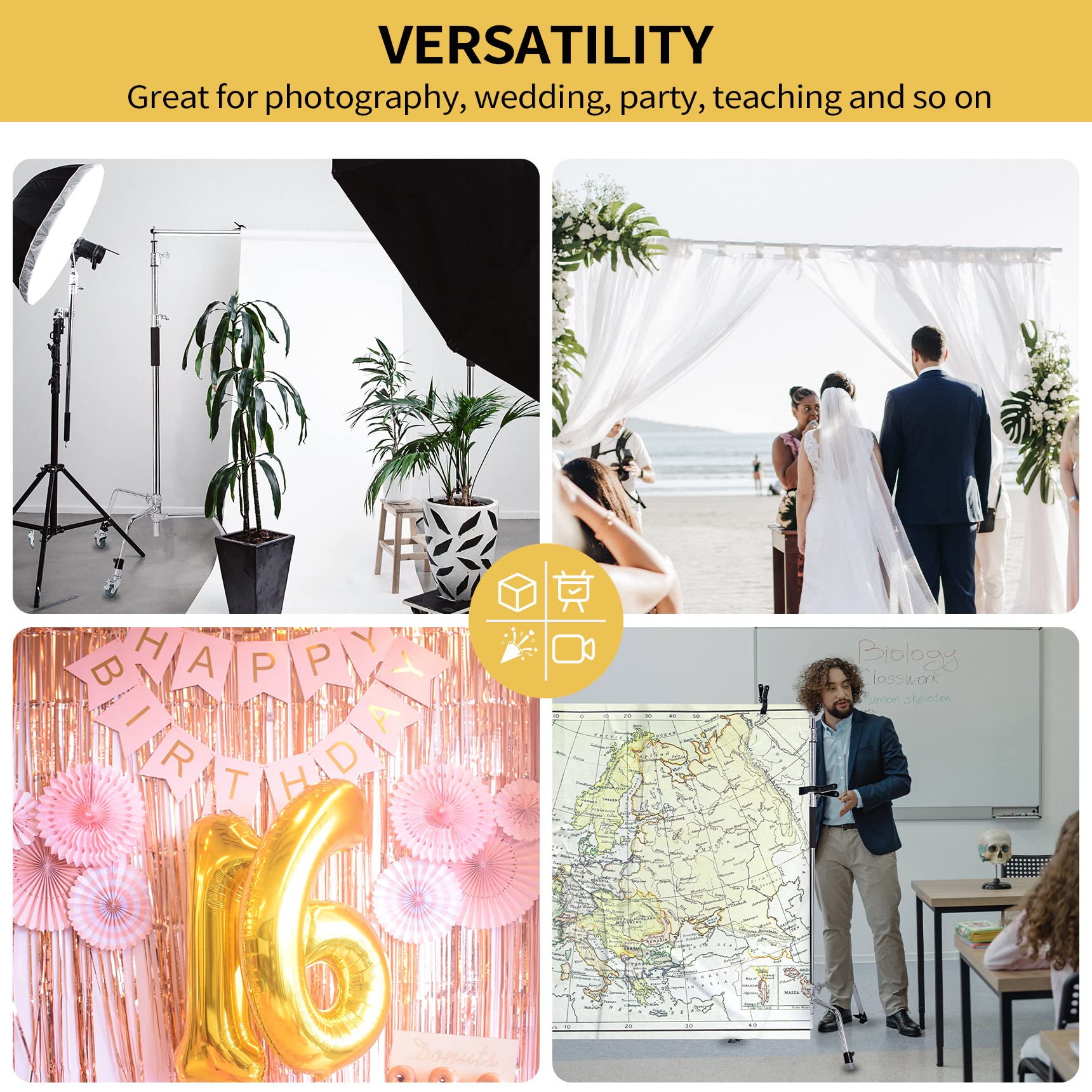 Pro Stainless Steel Telescopic Backdrop Crossbar Max Length 10 Ft/3M Adjustable Background Support Cross Arm, Backdrop Pole For