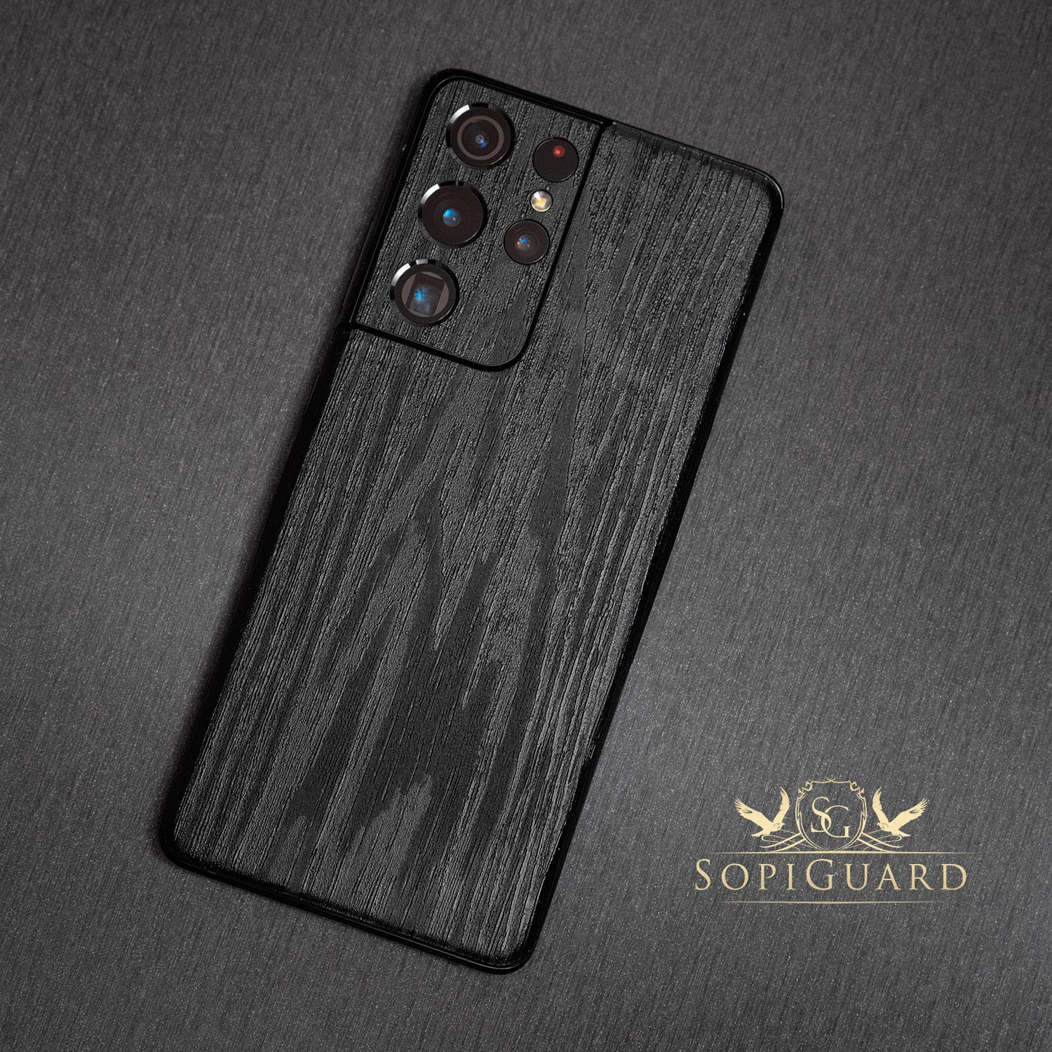 Sopiguard Sticker For Surface Duo Phone Edge To Edge Precision Vinyl Skin Wrap (Wood Black)