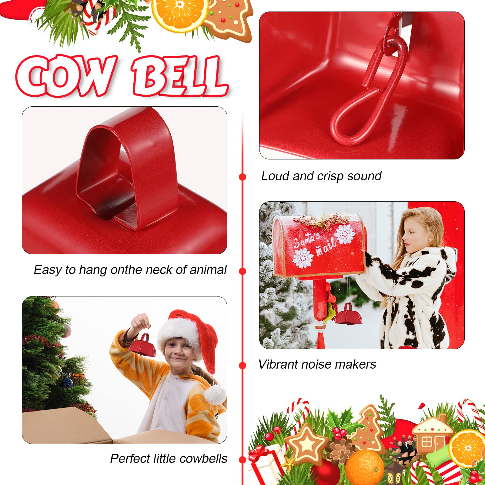 Yeshone 24 Pcs Metal Cowbell With Handle Cow Bells Noise Makers For Sporting Events Small Loud Noisemaker Cow Bell For Wedding C