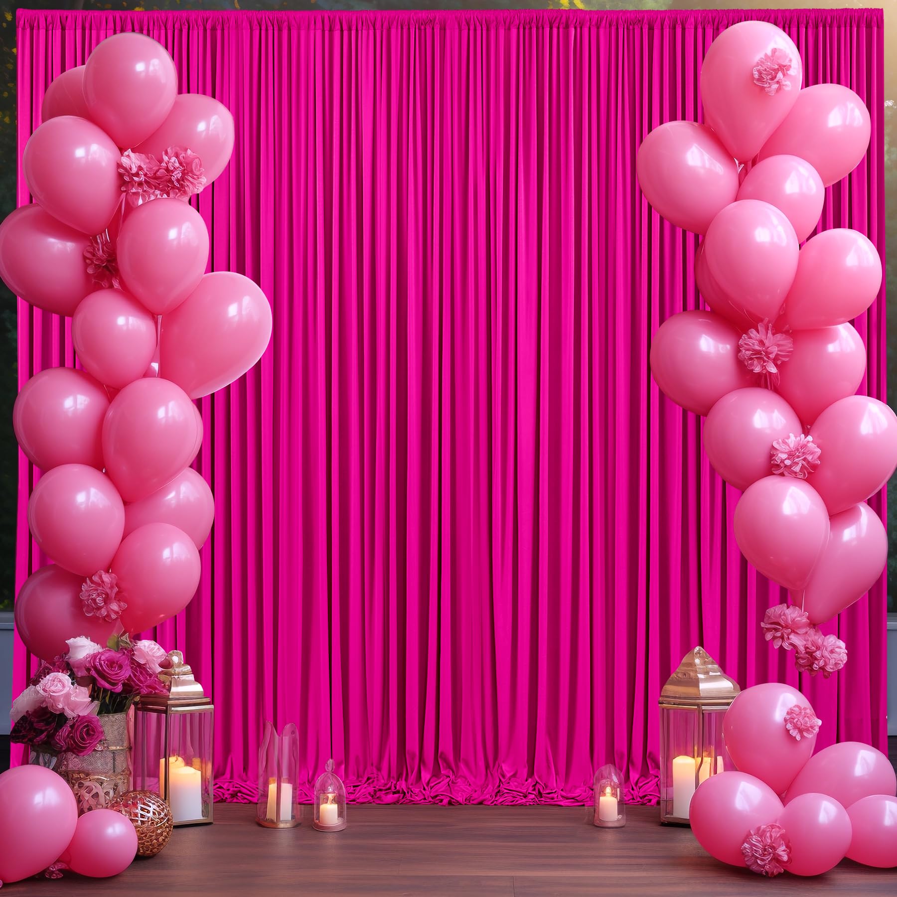 10Ft X 7Ft Hot Pink Backdrop Curtain For Parties Fuchsia Wrinkle Free Backdrop Drapes Panels For Baby Shower Birthday Photo Phot