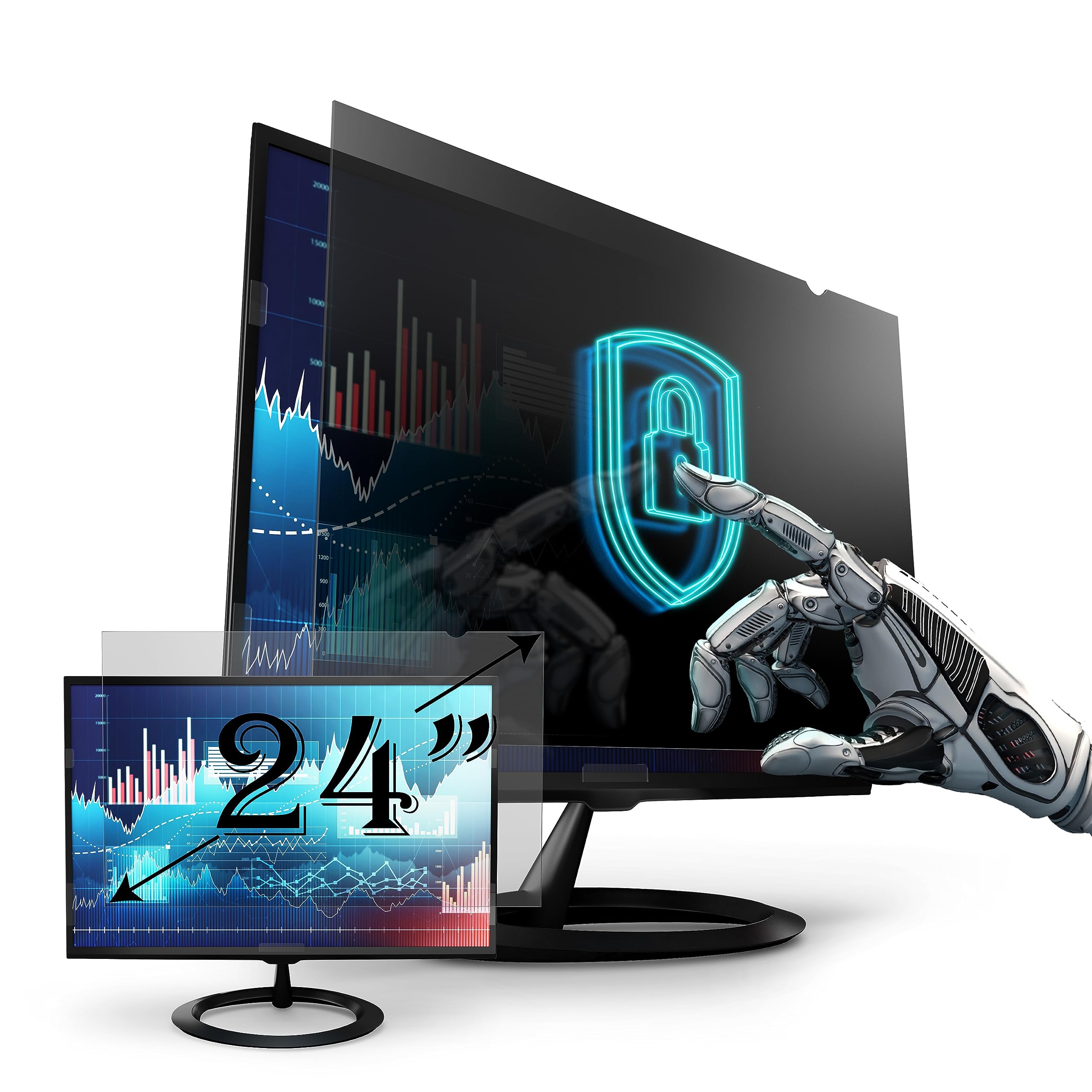 Premium Privacy Screen Filter For 24 Inches Desktop Computer Widescreen Monitor With Aspect Ratio 16:09. Anti Glare And Anti Blu