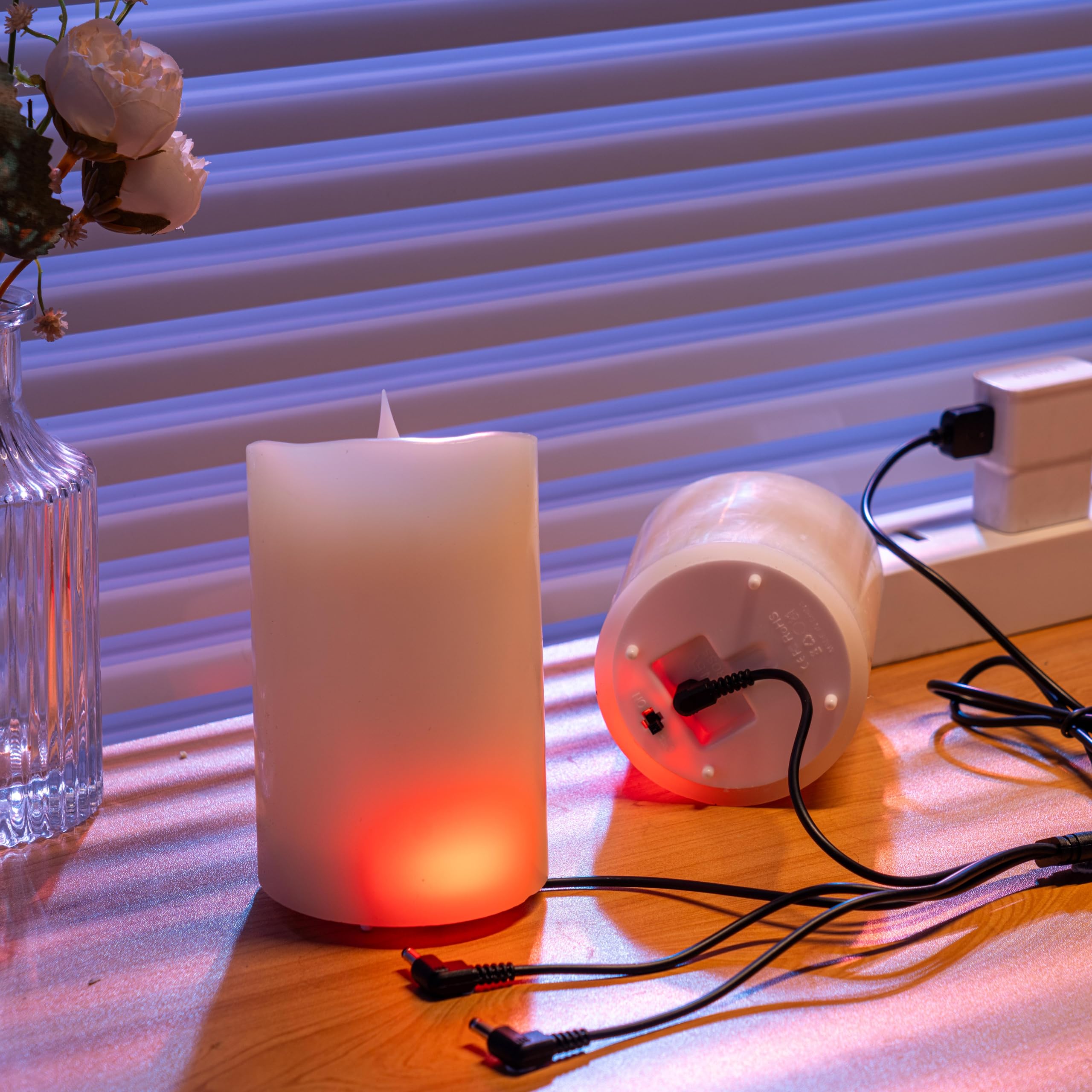 Luzzup Teal Candles, Pillar Teal Flameless Candles Feature With Color Changing, Battery Operated Candles With Remote&Timer Contr