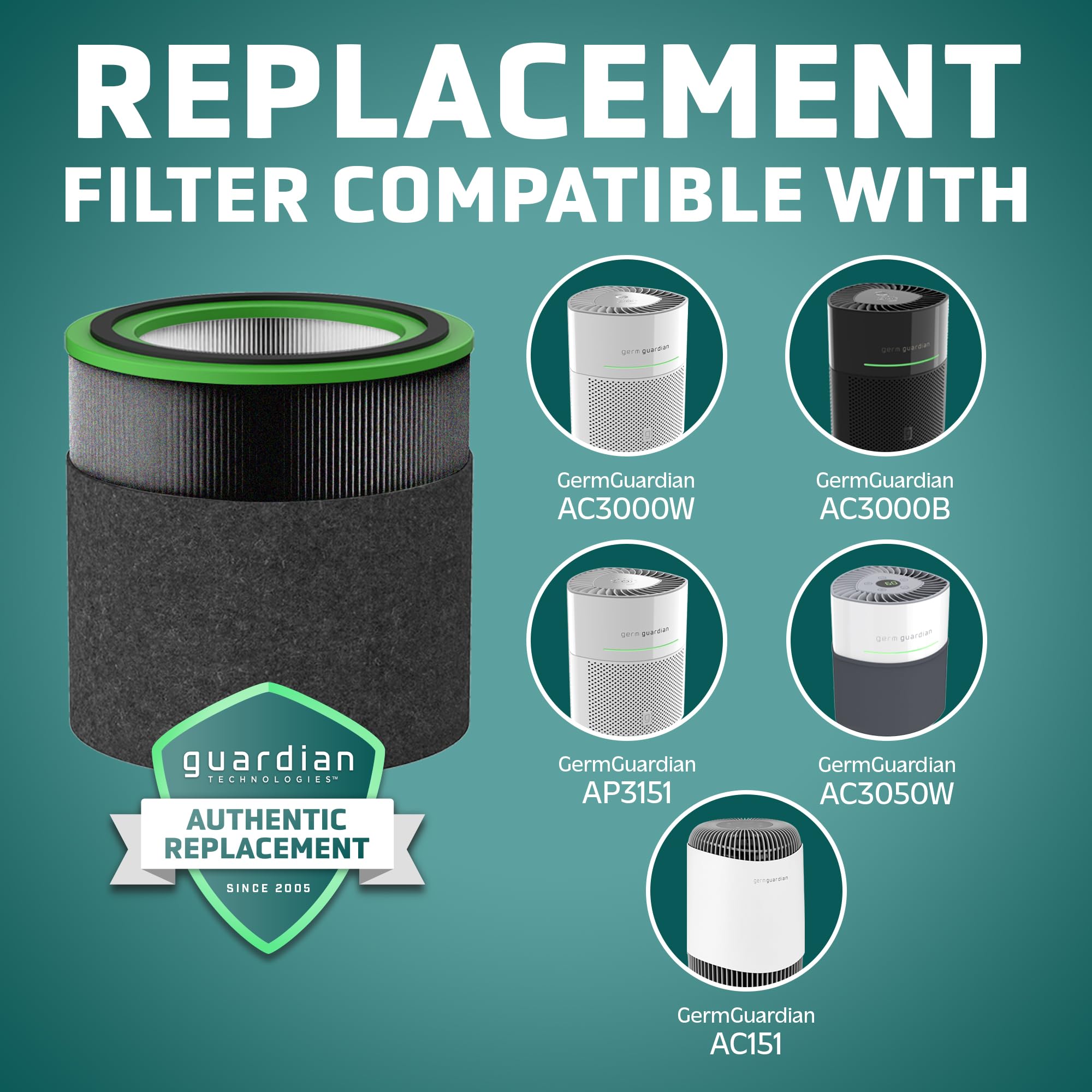 Germguardian Filter V Toxin Clear Hepa Genuine Air Purifier Replacement Filter, Removes 99.97% Of Pollutants, Common Vocs And Ho