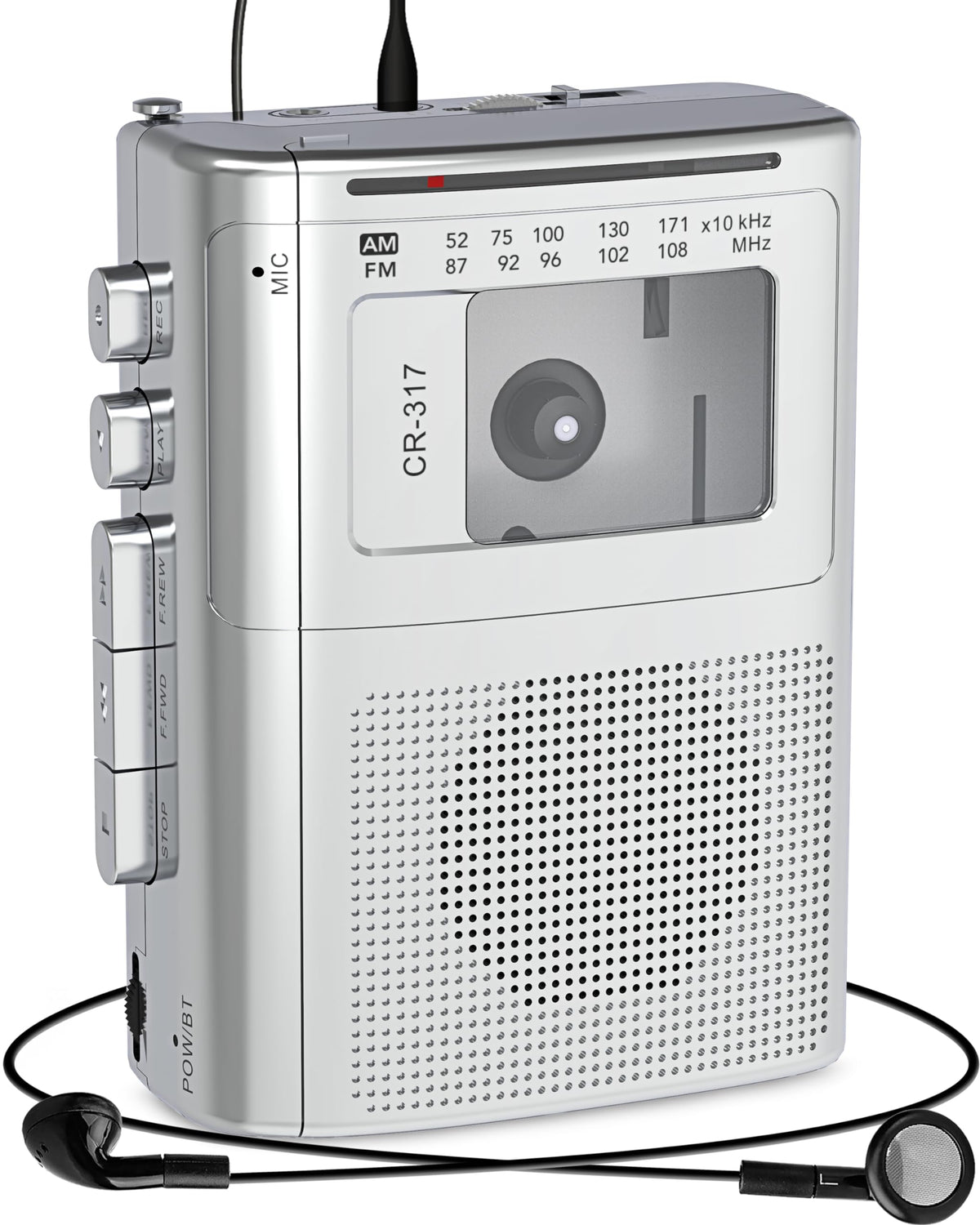 Gracioso Portable Cassette Player Recorder With Bluetooth Transmitter, Am Fm Walkman Cassette Player With Headphone Jack & Big S